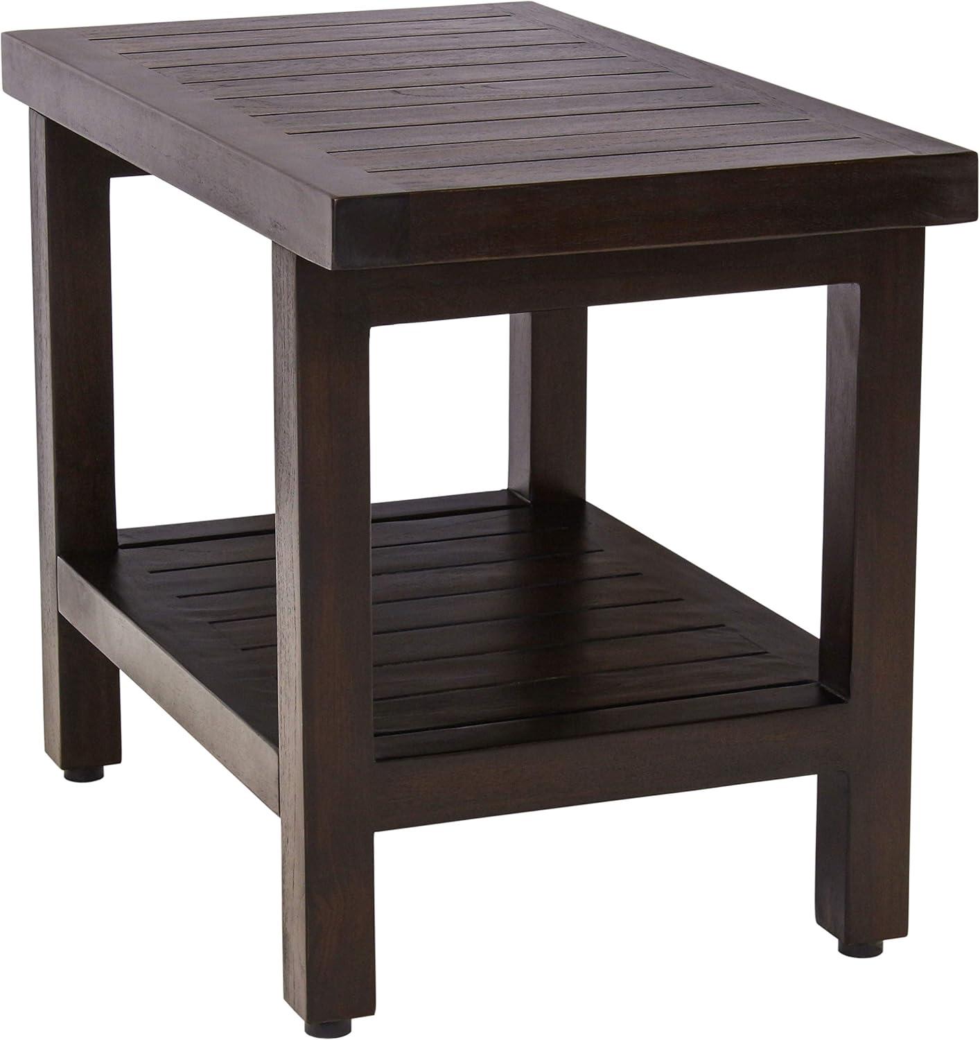 24" Spa™ Mocha Teak Shower Bench with Shelf