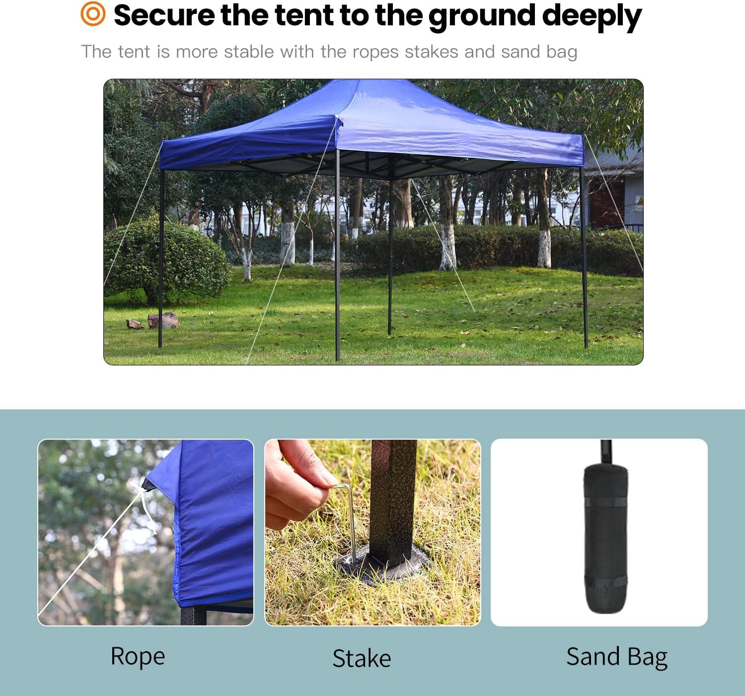 FDW Pop Up Canopy Tent 9.8x9.8, Anti-UV, Straight Leg and Easy up Sun Shelter for Parties, Camping with Portable Bag, 4 Sand Bags