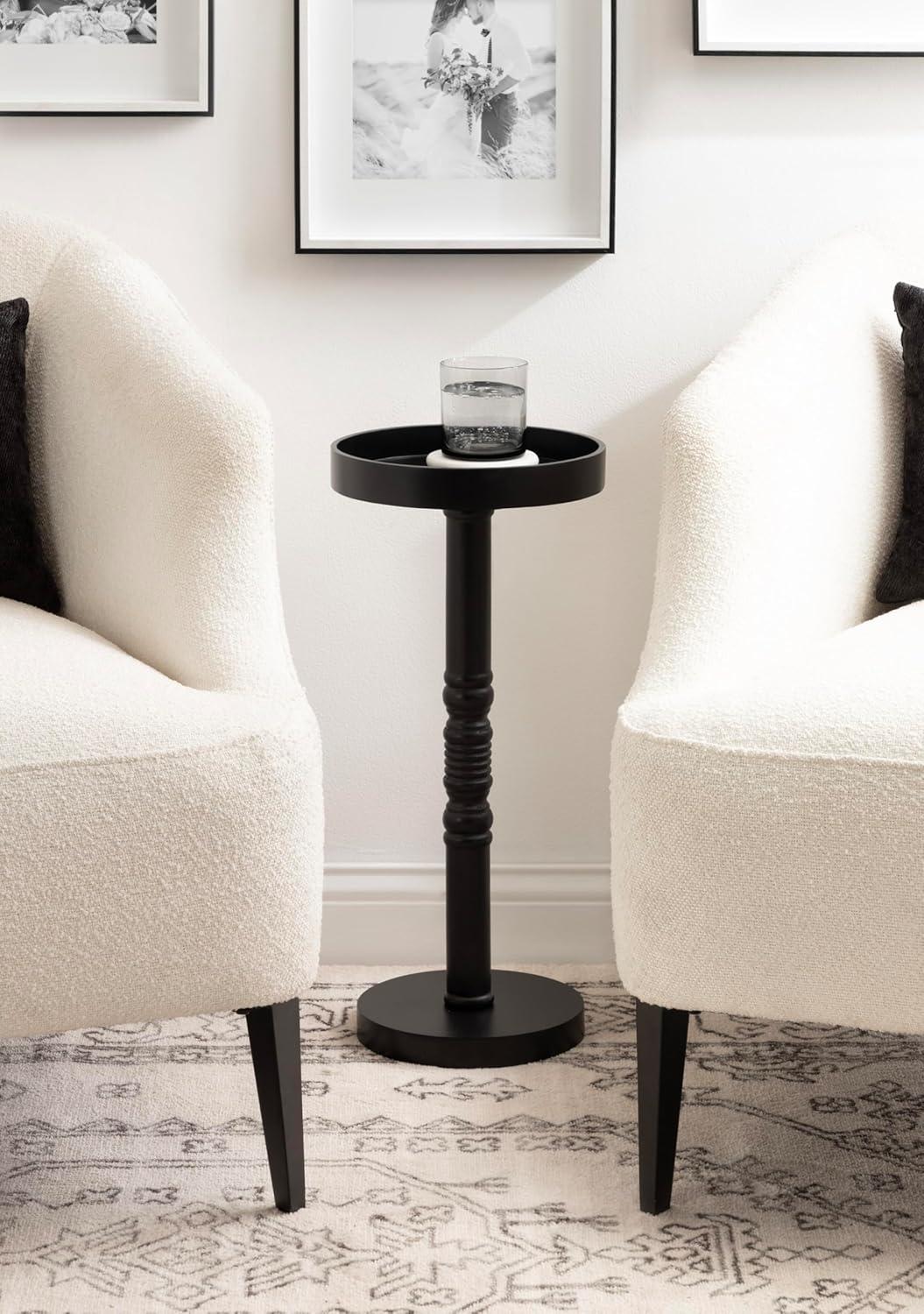 Kate and Laurel Bellport Pedestal End Table, 10x10x22, Black
