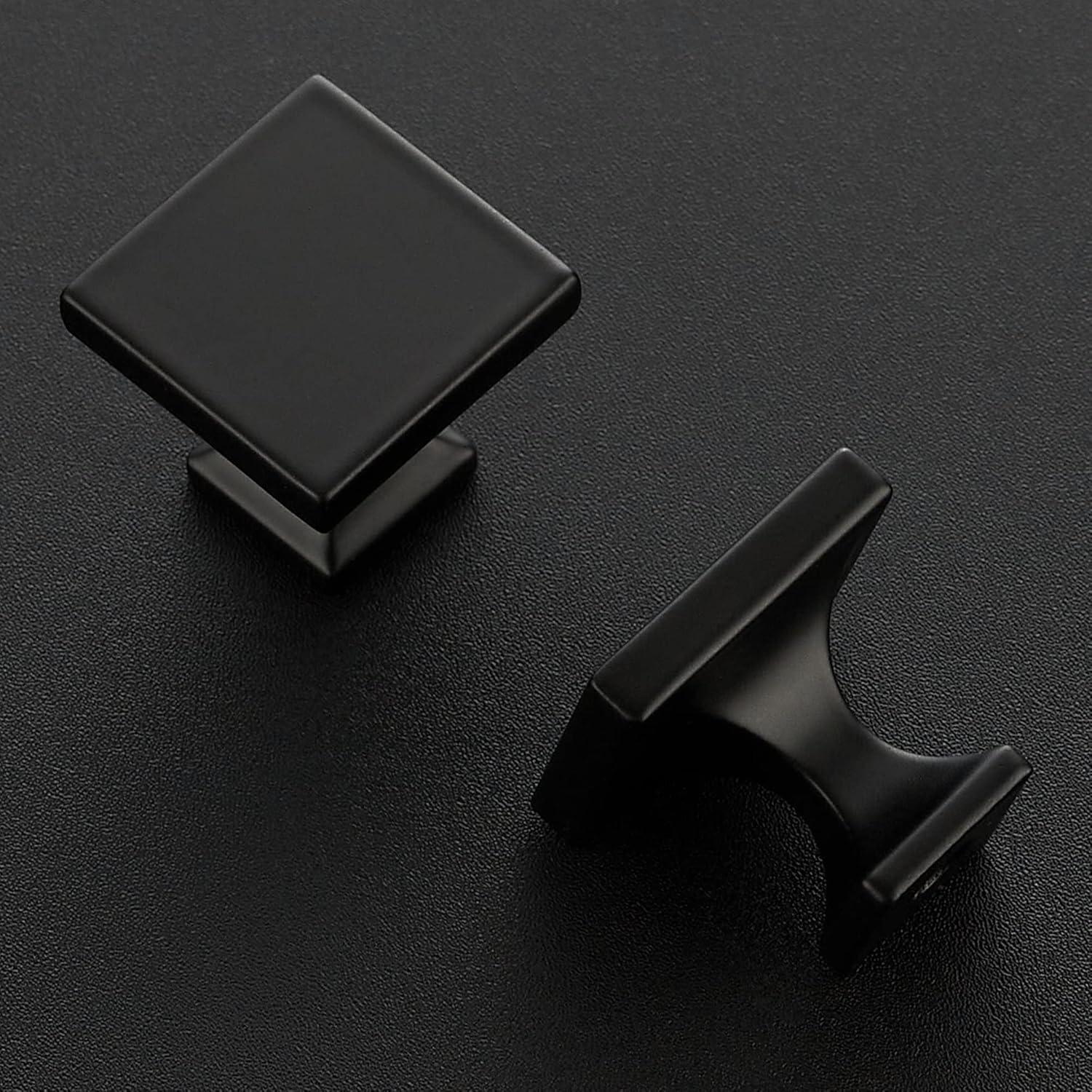 5 Pack Matte Black Square Kitchen Cabinet Knobs,Zinc Solid Drawer Pulls,Farmouse Cabinet Handles for Cupboard, Dresser, Closet and Bathroom, Modern Cabinet Hardware for Cabinets Black 5 Black 5