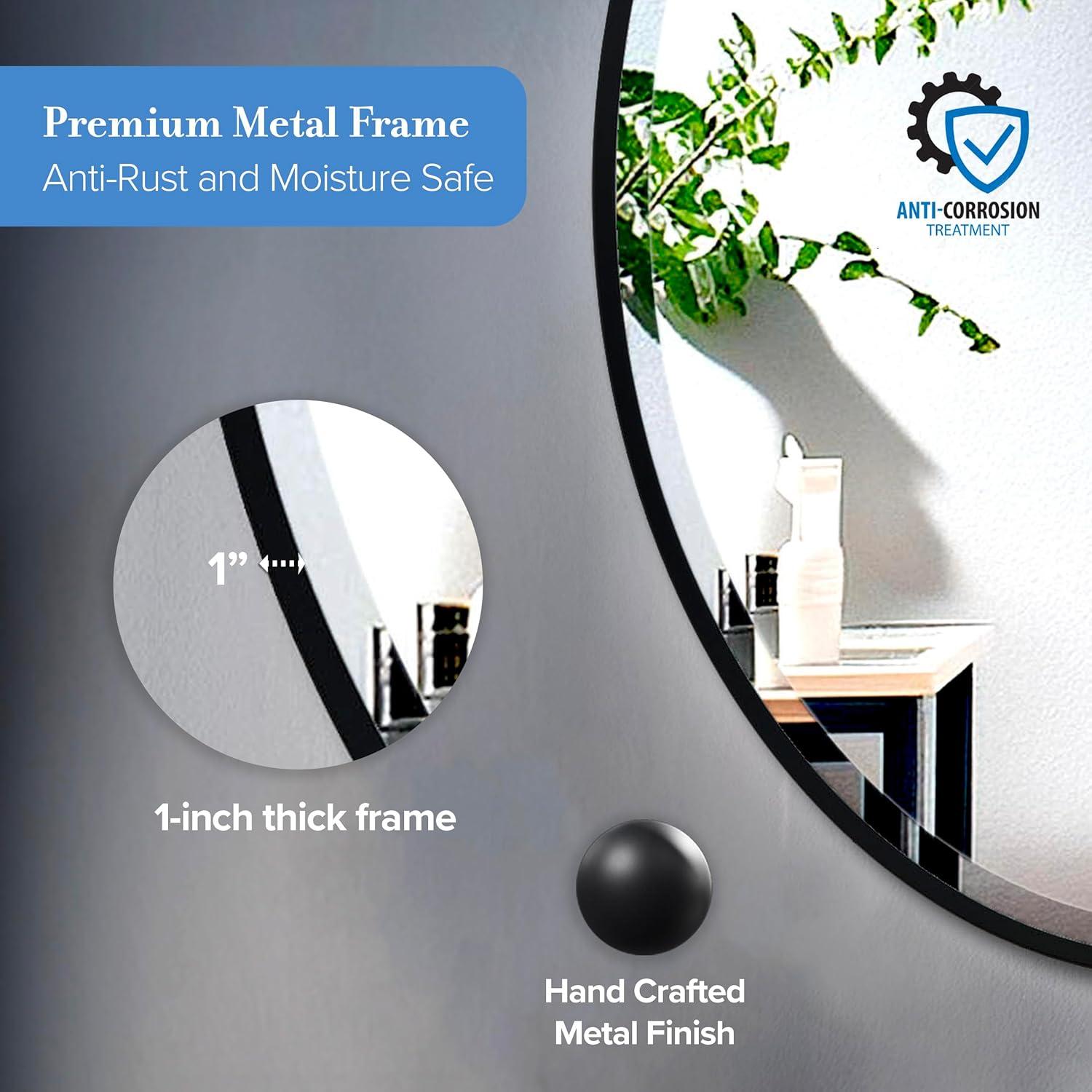 Flush Mount Framed Bathroom Vanity Mirror | Oval Framed Wall Mirror with Beveled Edge | Decorative Wall Mirror for Bathroom, Bedroom, Hallway, Entryway