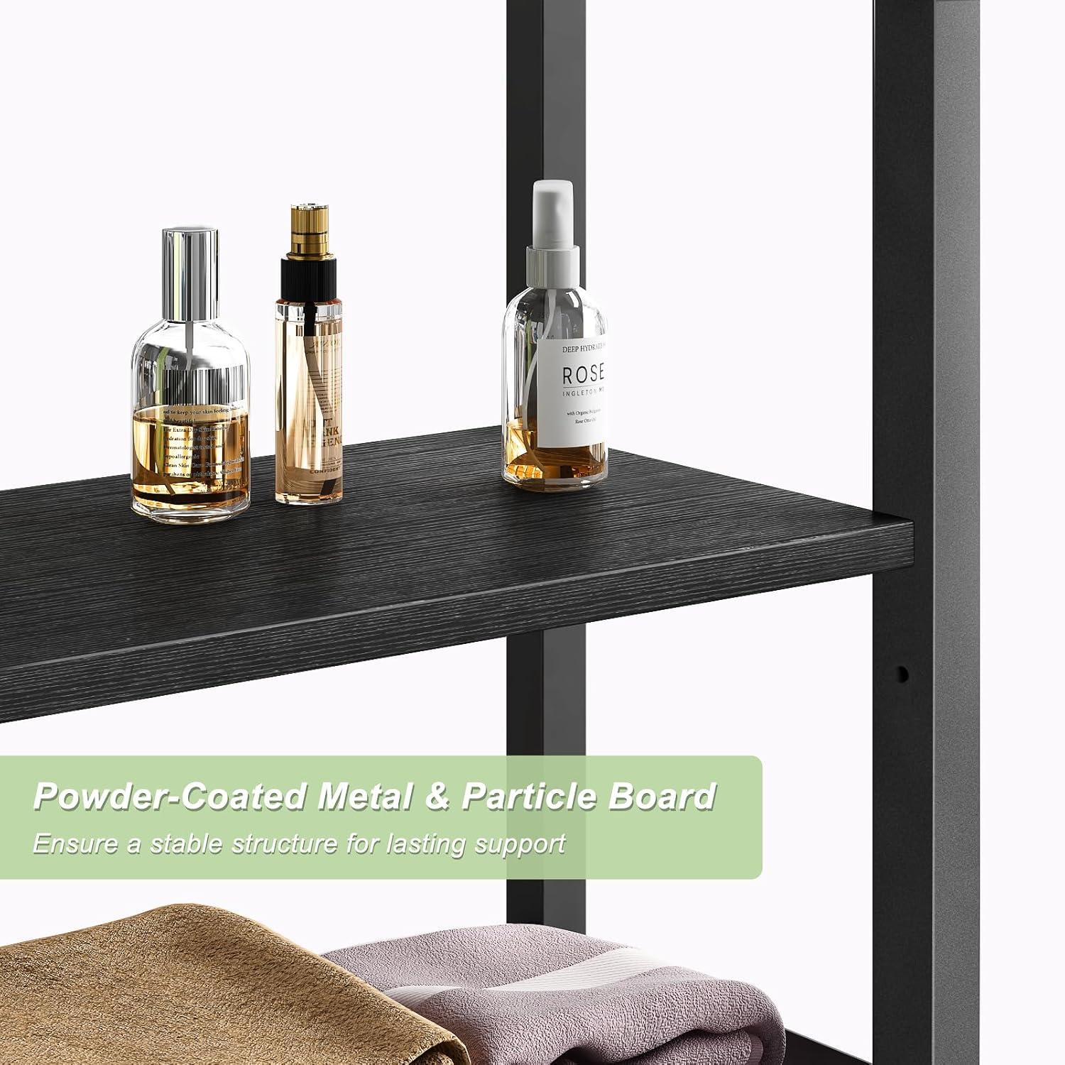 4-Tier Bathroom Organizer Shelf Over Toilet with Adjustable Shelf and Basket