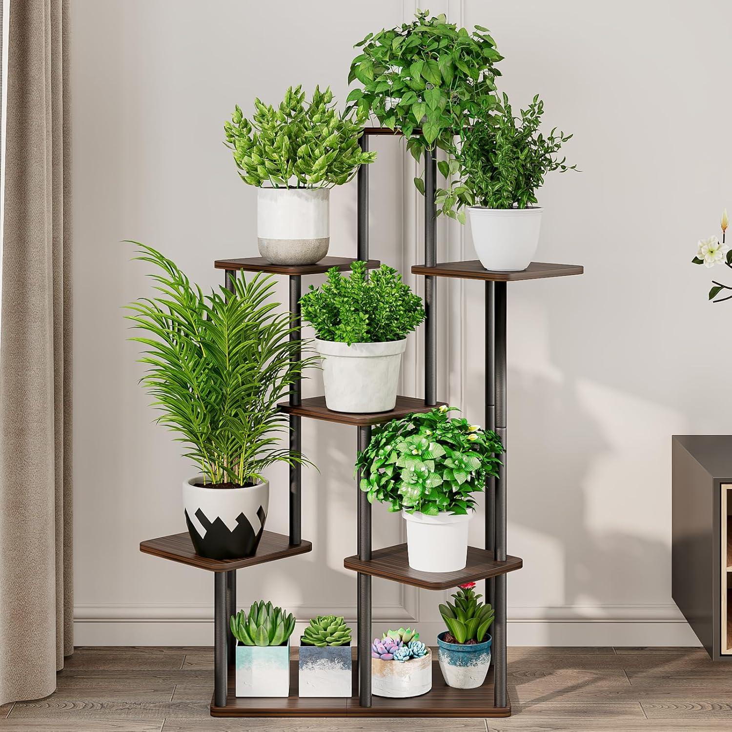 Black Oak 7-Tier Metal Indoor Plant Stand