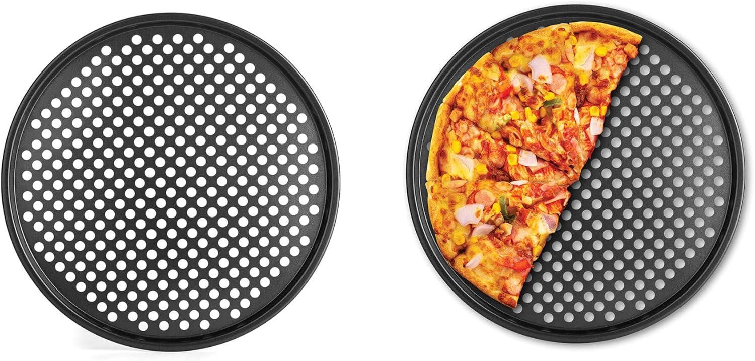 Fox Run 14.5" Perforated Carbon Steel Pizza Pans, Set of 2