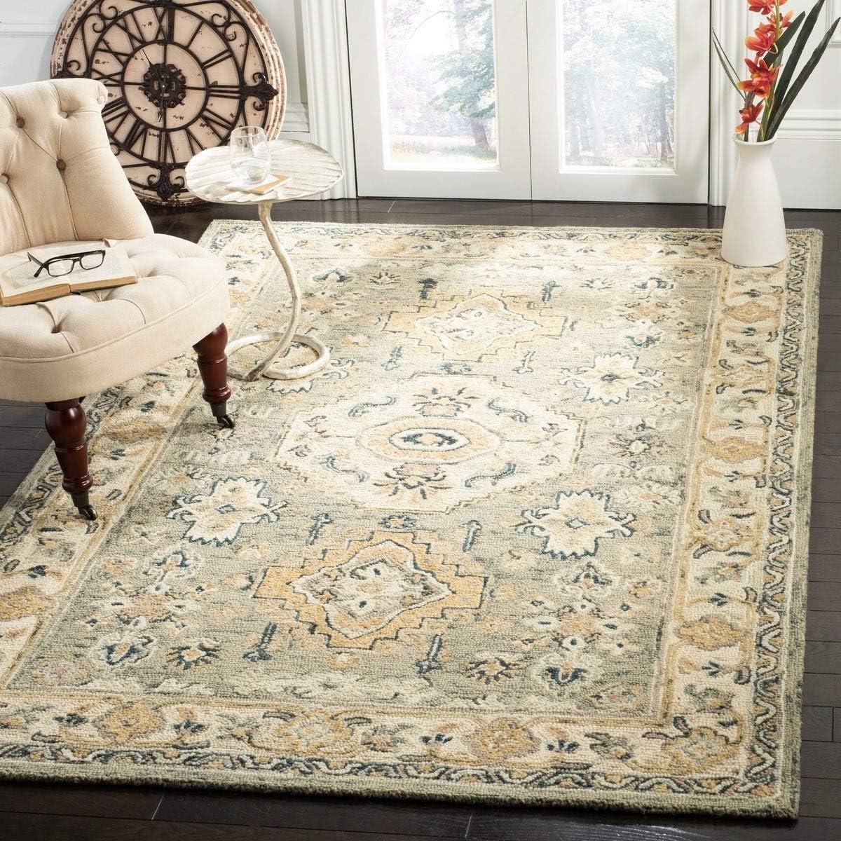 Ivory Floral Elegance Hand-Tufted Wool Area Rug 8' x 10'