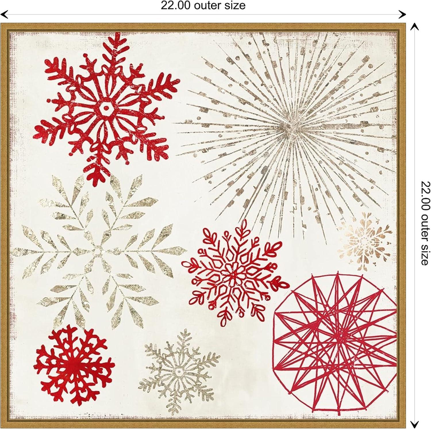 22" x 22" Christmas Snowflakes II Framed Wall Canvas - Amanti Art: PI Studio, Seasonal Decor