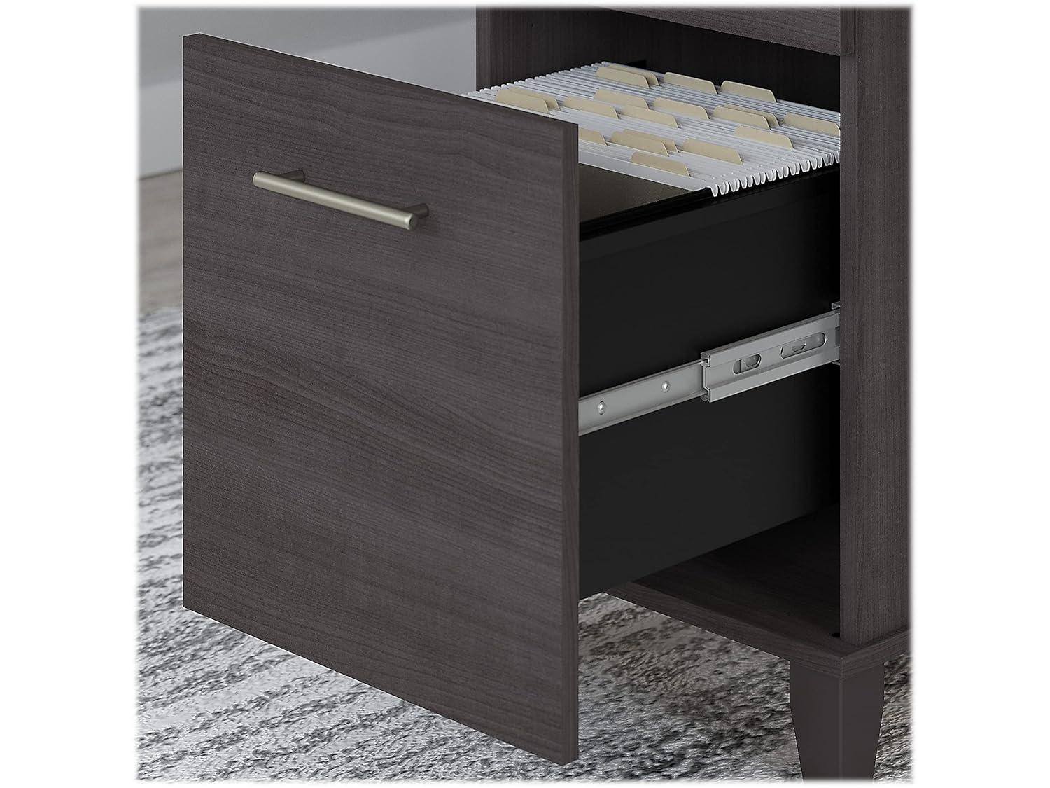 Somerset 72W Office Desk with Drawers and Hutch in Storm Gray - Engineered Wood