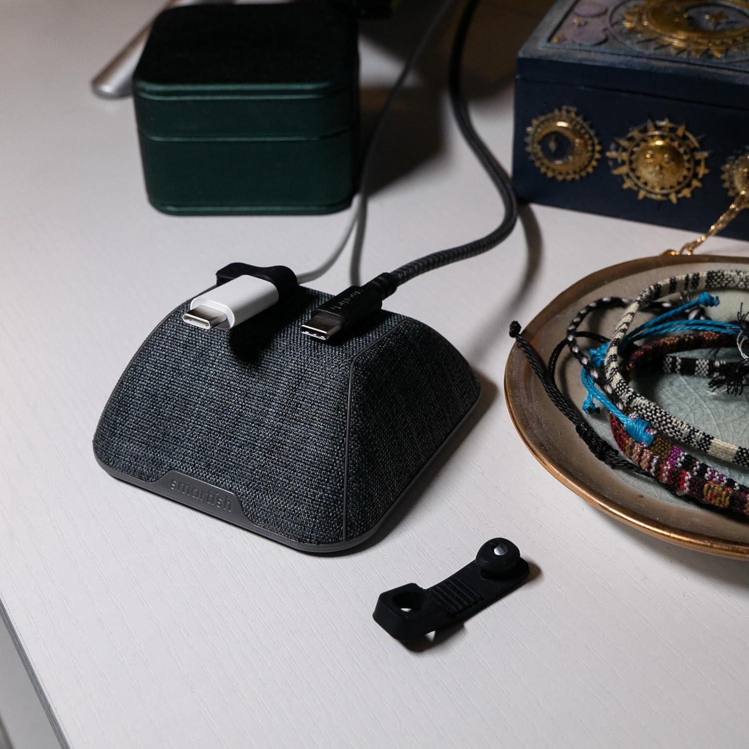 Smartish Magnetic Cord Holder - Cable Wrangler Organizer with Magnet Clips for Charger Management on Desktop, Nightstand, or Side Table - No. 2 Pencil Gray