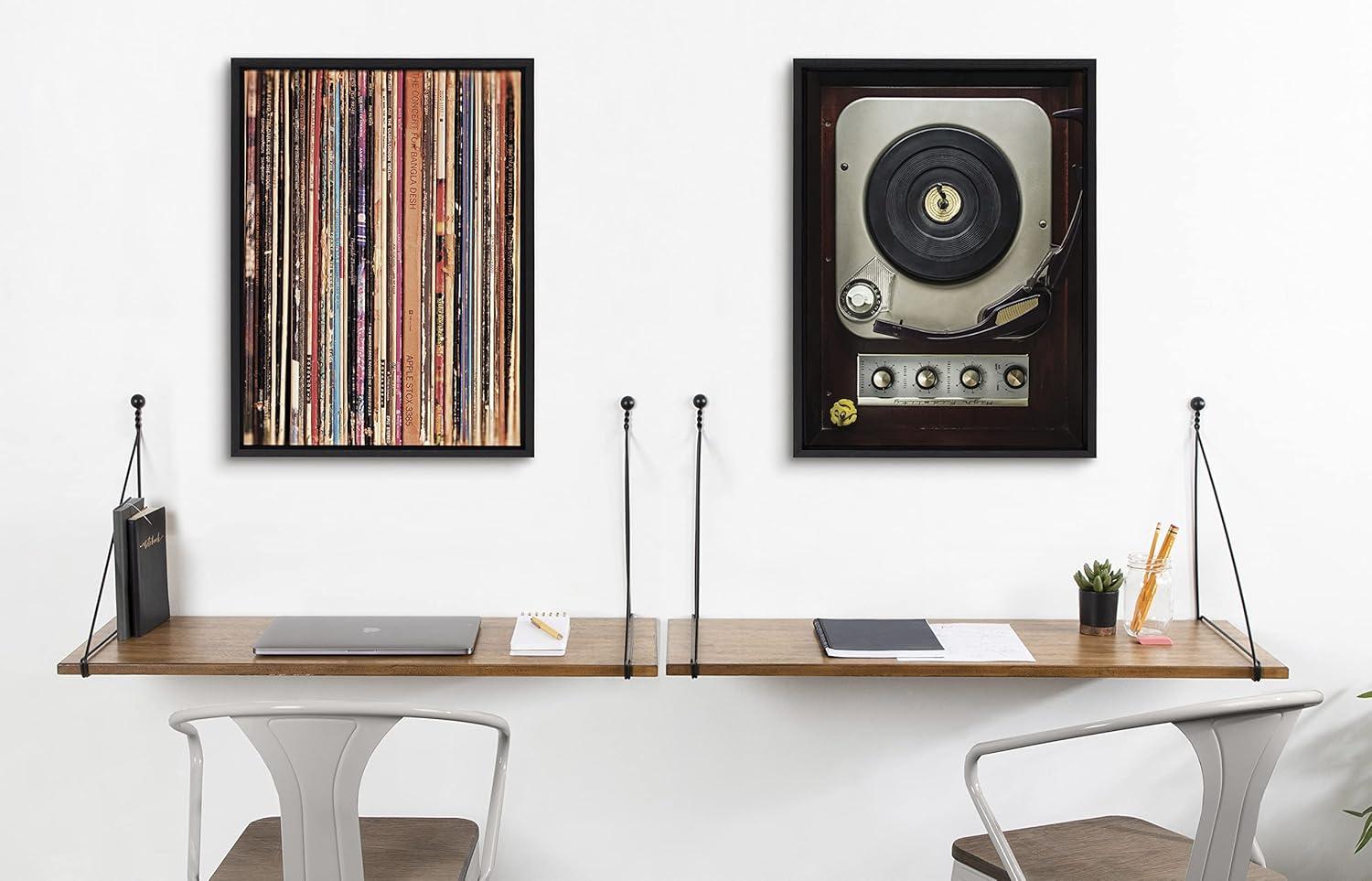 18" x 24" Sylvie Records Framed Canvas by Robert Cadloff - Kate & Laurel: Vinyl Collection Wall Art