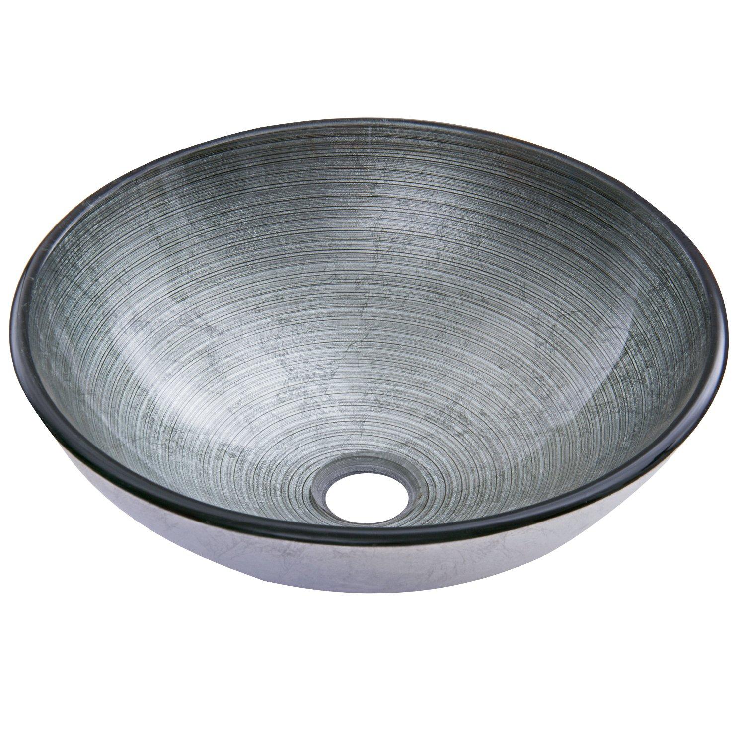 Giovanni Russet Glass 17" L 17" W 6" H Round Vessel Bathroom Sink