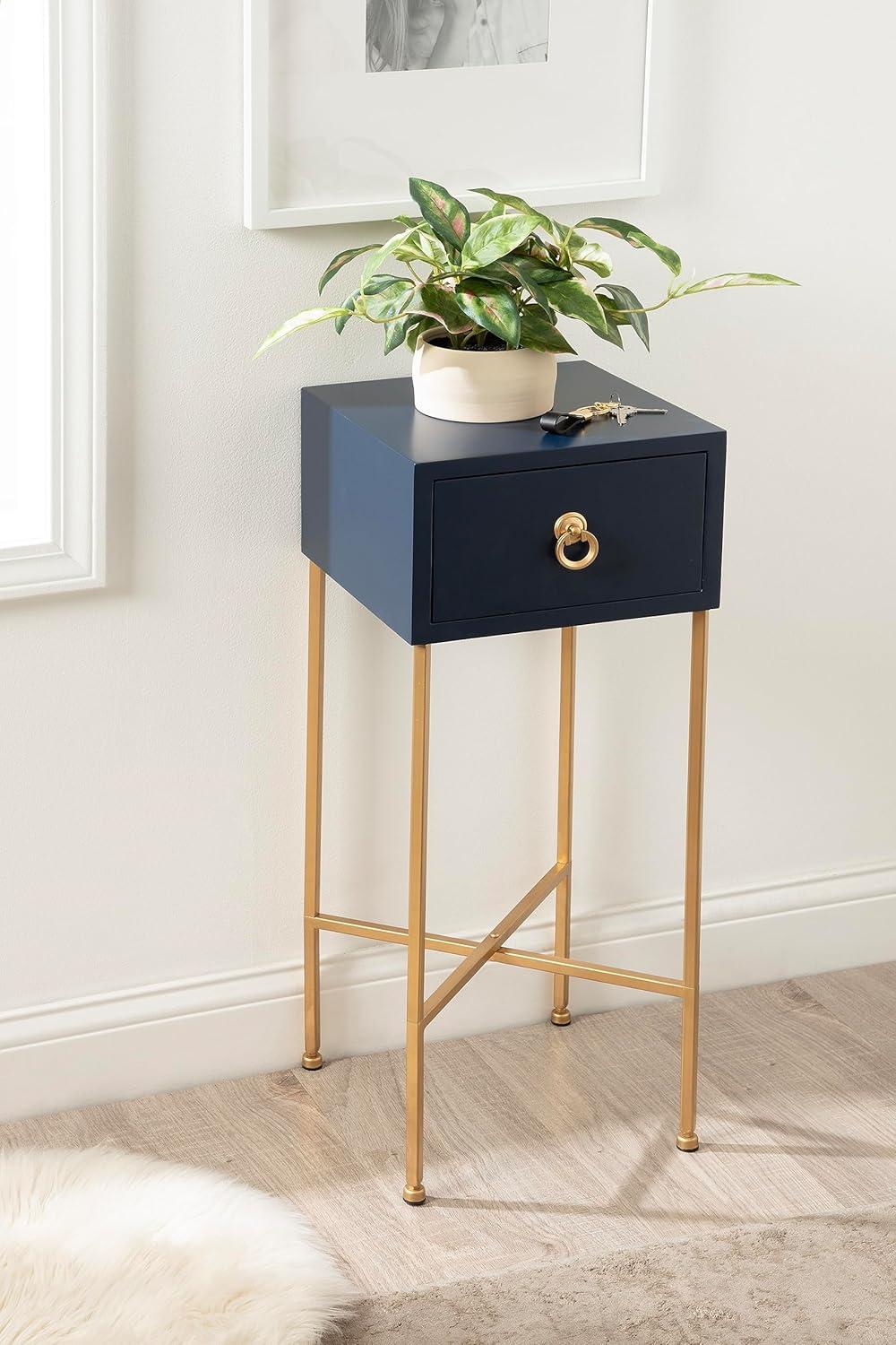 Kate and Laurel Decklyn Square MDF Tea Table, 11.75x11.75x30, Navy Blue