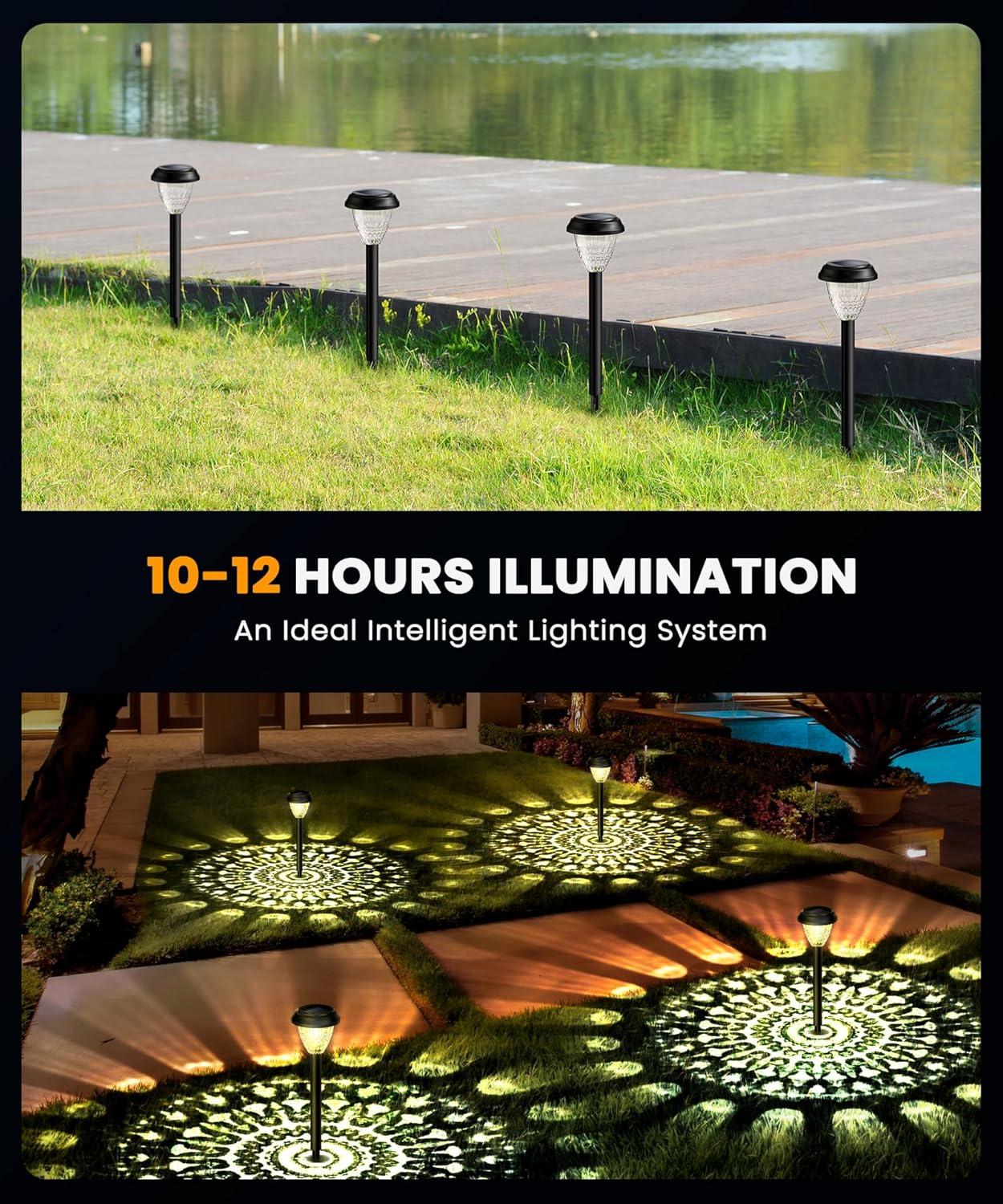 Super Bright Solar LED Pathway Lights with Petal Pattern, 8 Pack