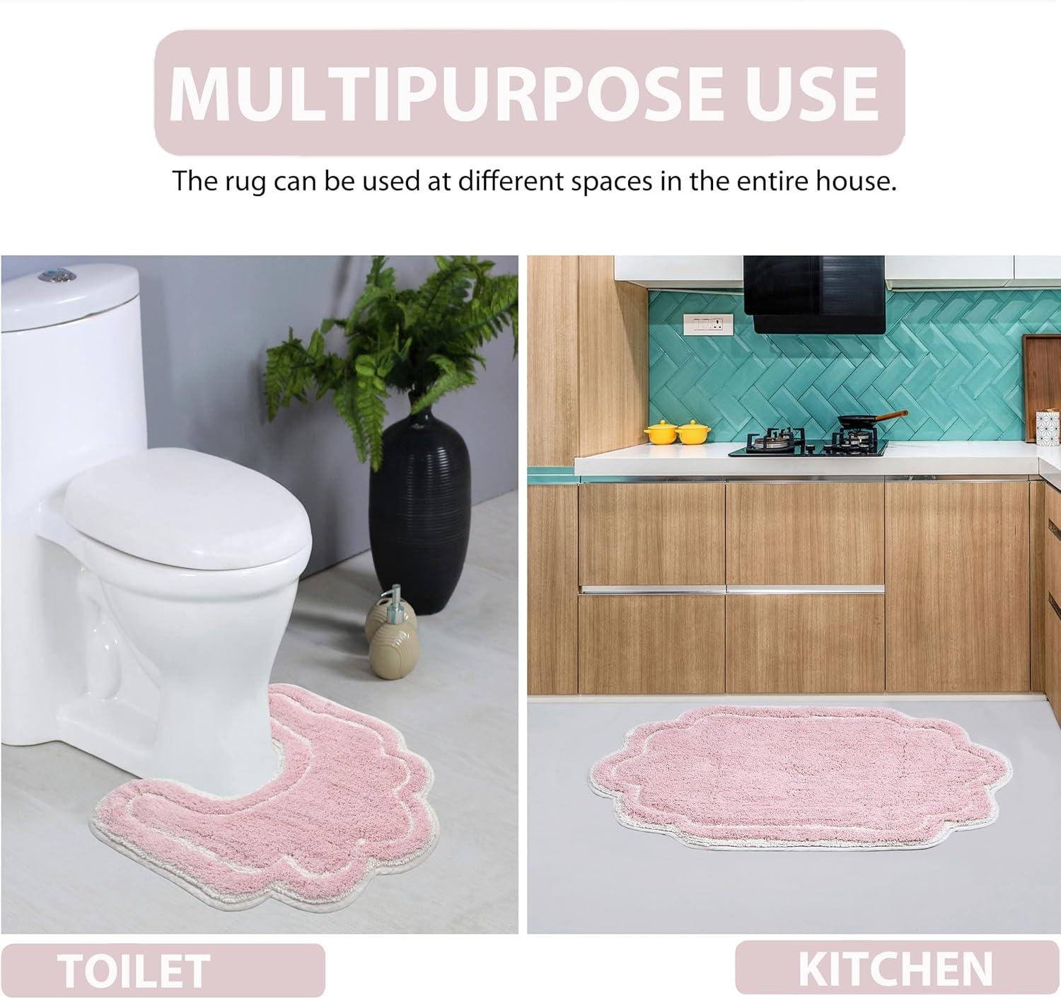 Home Weavers Inc Home Weavers Allure Collection Absorbent Cotton, Machine Washable and Dry Bath Rugs Pink 21"x34"