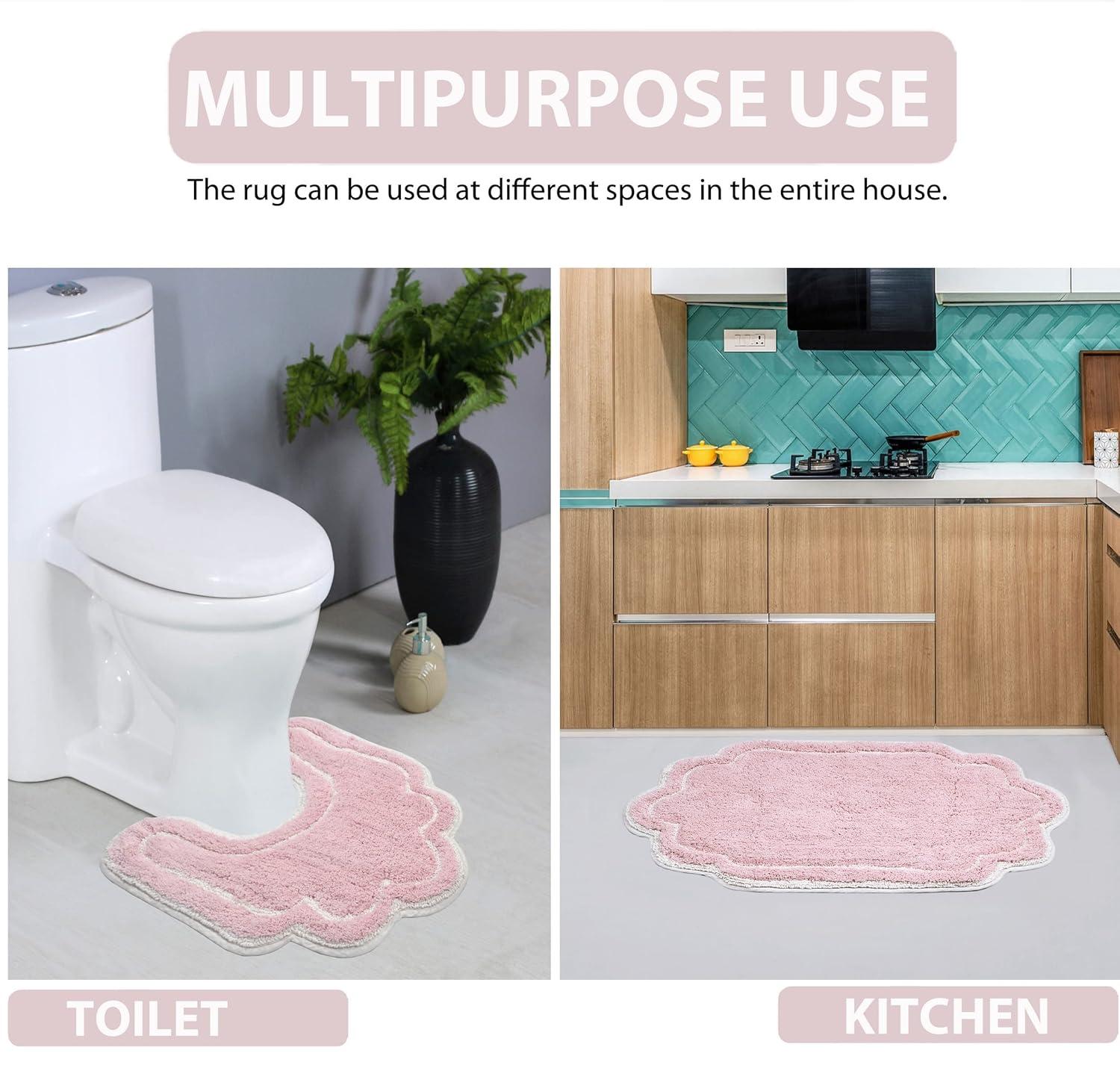 Home Weavers Inc Home Weavers Allure Collection Absorbent Cotton, Machine Washable and Dry Bath Rugs Pink 21"x34"