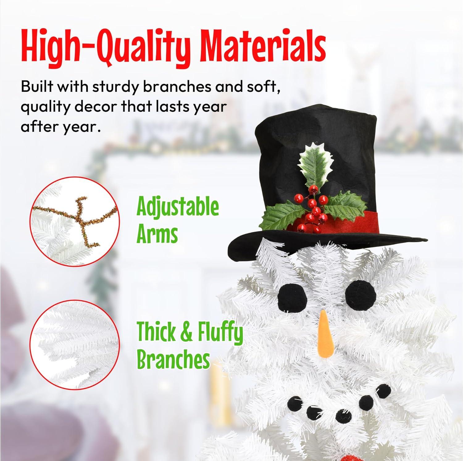 5 Ft White PVC Snowman Christmas Tree with Accessories