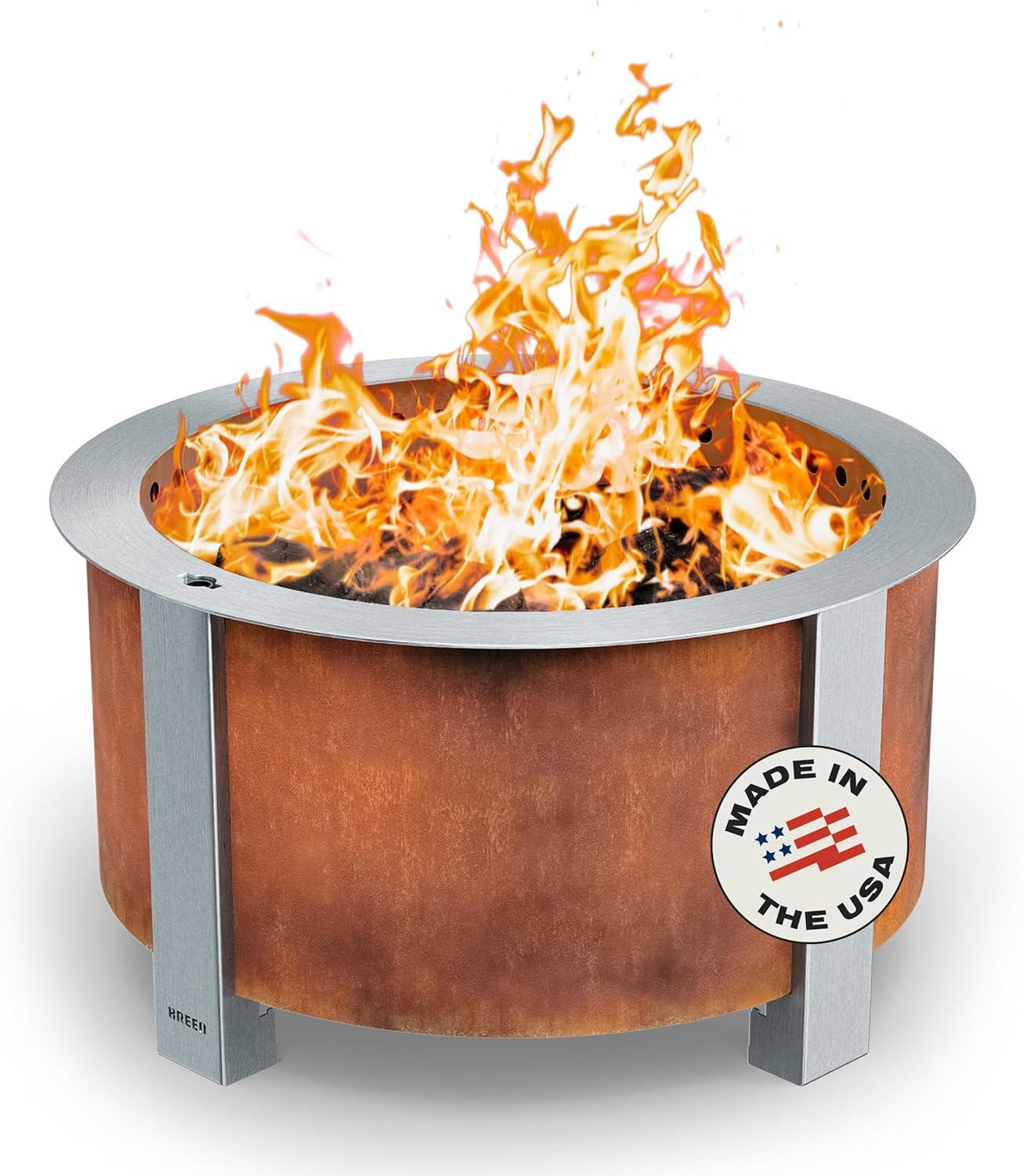 Breeo X Series 24 Corten Smokeless Fire Pit 24 in. W Corten Steel Outdoor Round Wood Fire Pit