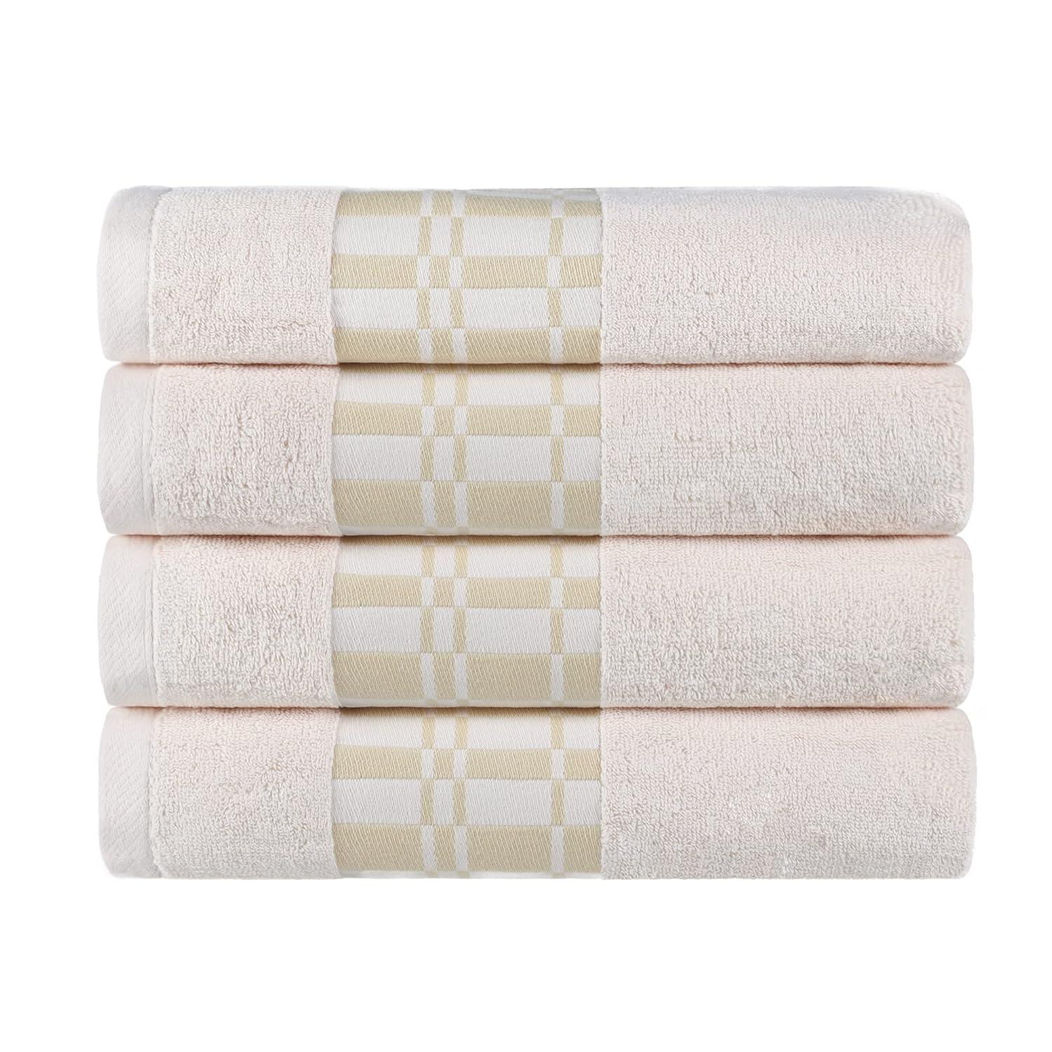 Aura Cotton 4-Piece Ultra-Absorbent Bath Towel Set in Ivory