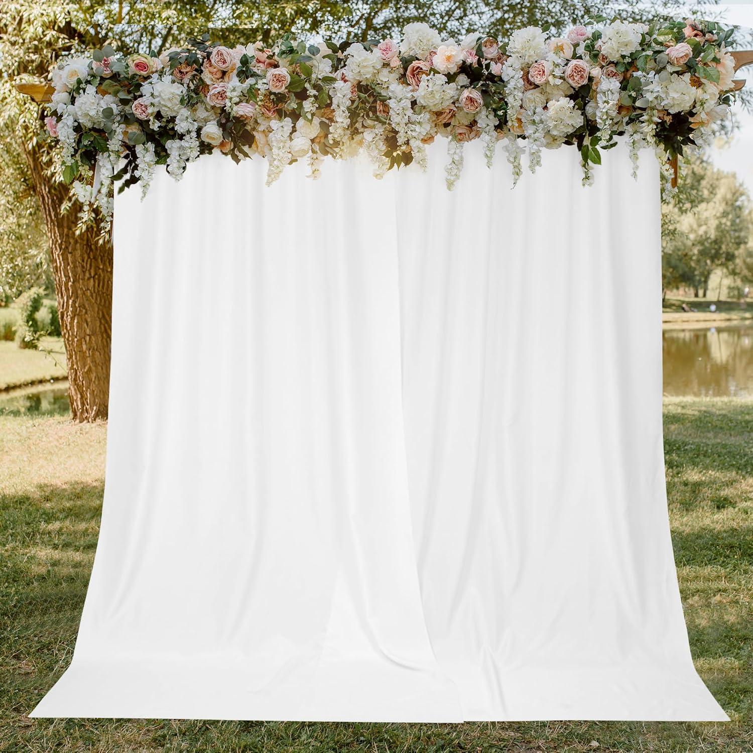 White Polyester Water-Resistant Backdrop Curtains 5ft x 10ft, 2 Panels