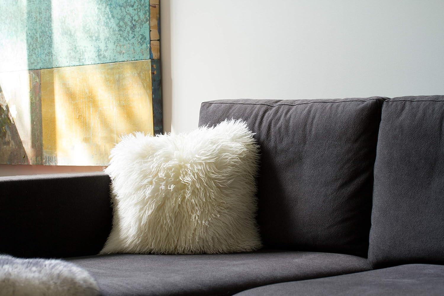 Natural New Zealand Sheepskin Pillow | Natural | 18"x18"