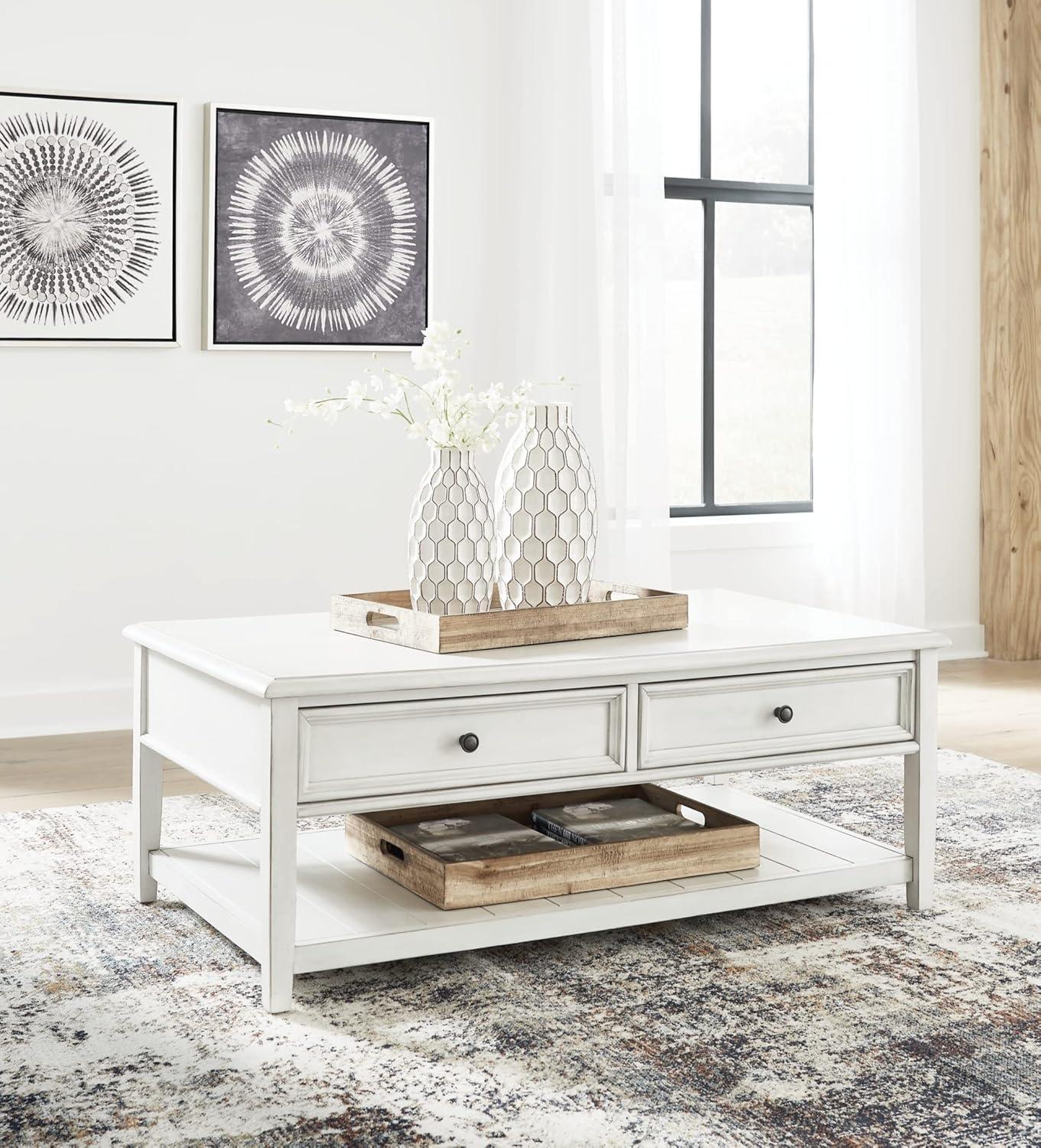 Signature Design by Ashley Contemporary Kanwyn Coffee Table, Whitewash