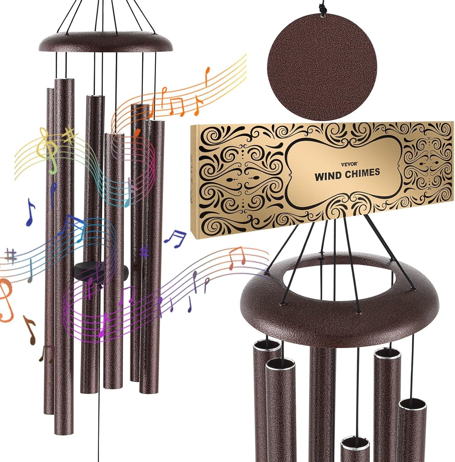 45" Bronze Deep Tone Memorial Wind Chimes with 6 Aluminum Tubes