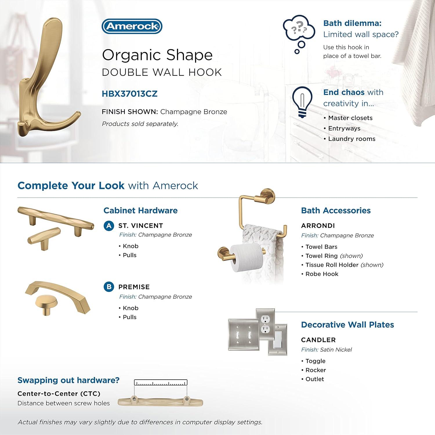 Finesse Transitional Triple Prong Decorative Wall Hook