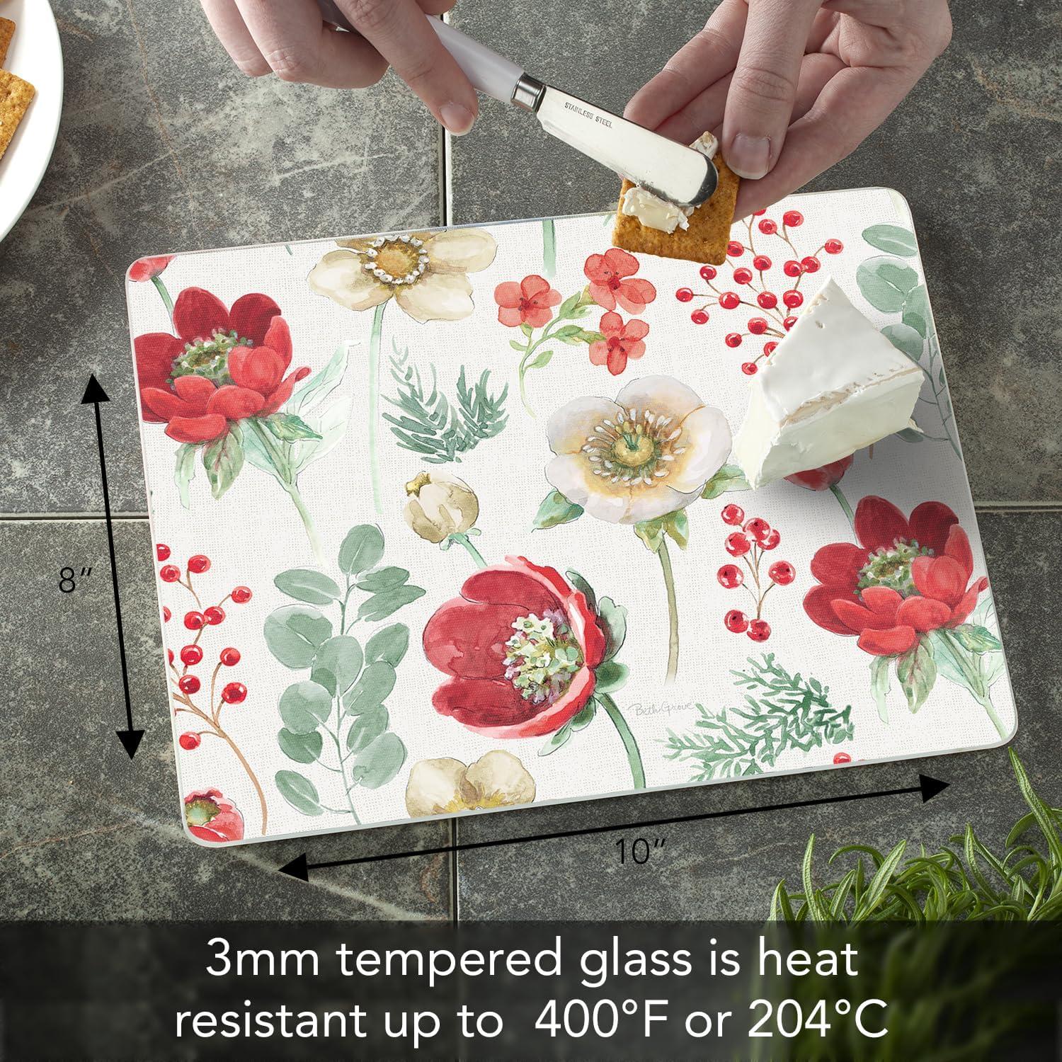 CounterArt Floral Traditions 3mm Glass Cutting Board 10” x 8”