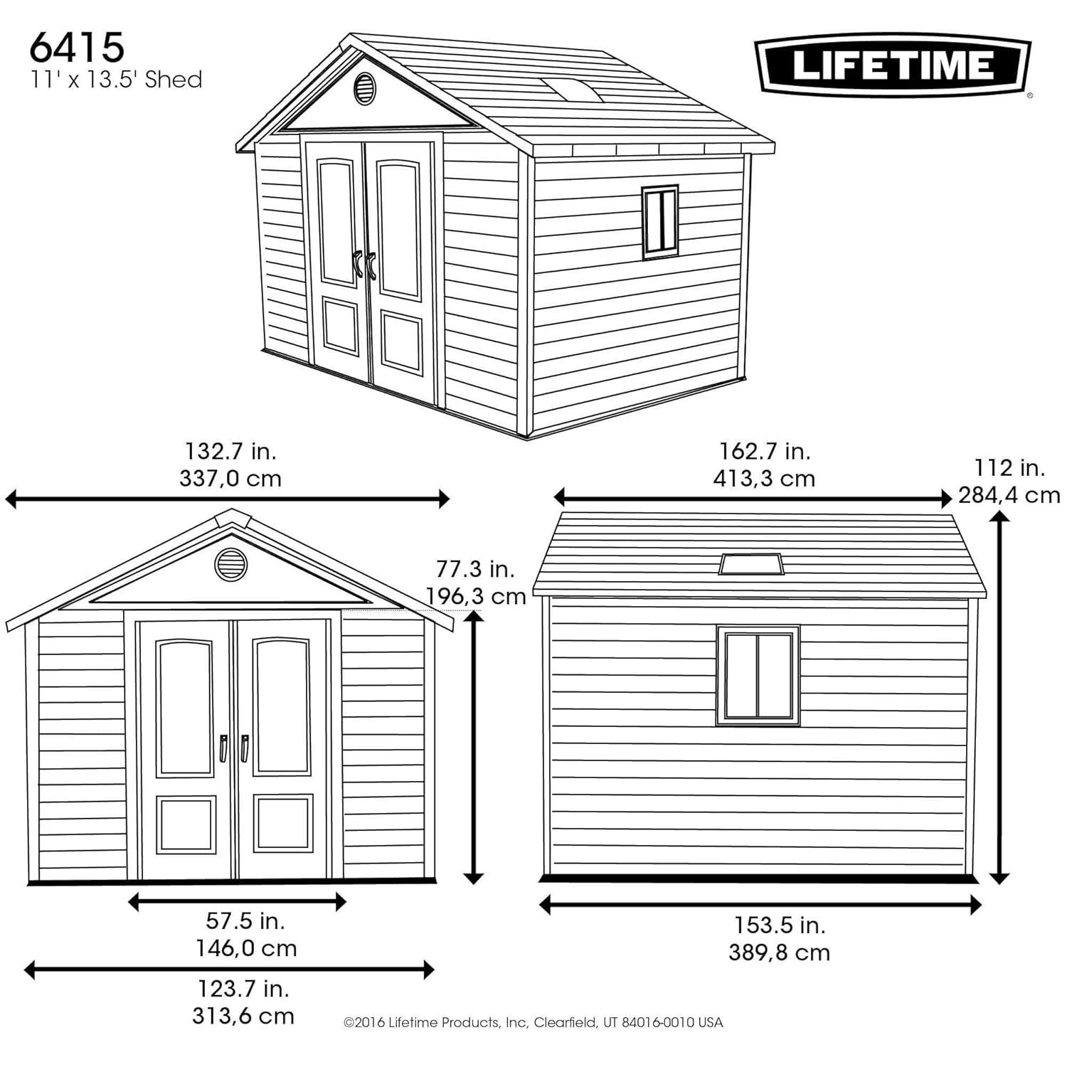 Lifetime 15 Ft. x 8 Ft. High-Density Polyethylene (Plastic) Steel Reinforced Outdoor Storage Shed