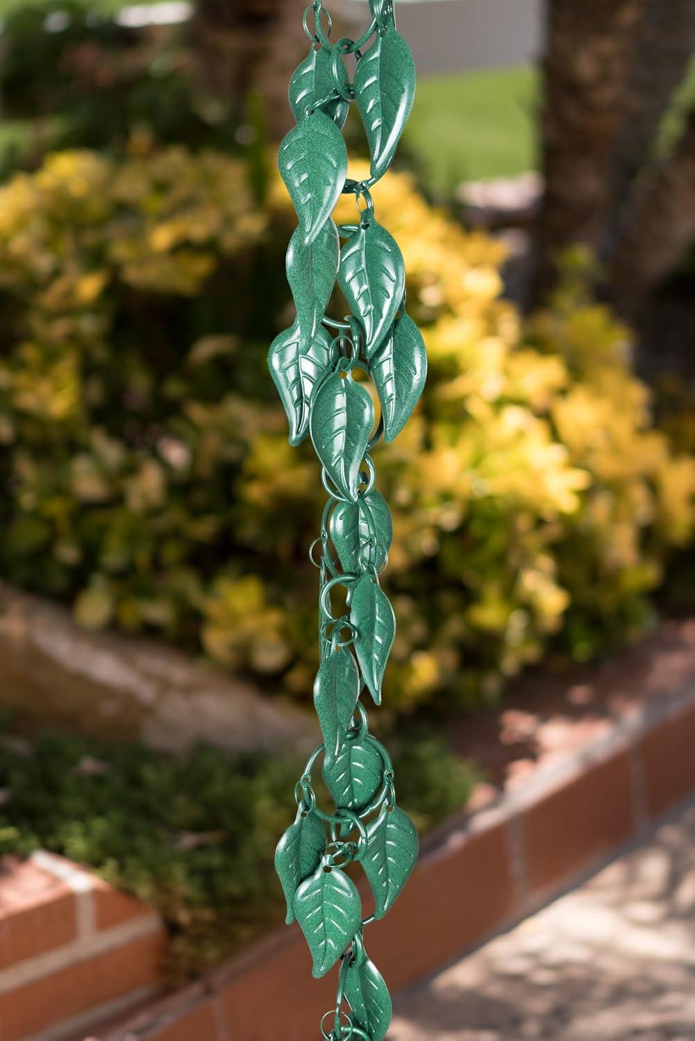 Aluminum Cascading Leaves Rain Chain Replacement Downspout for Gutters