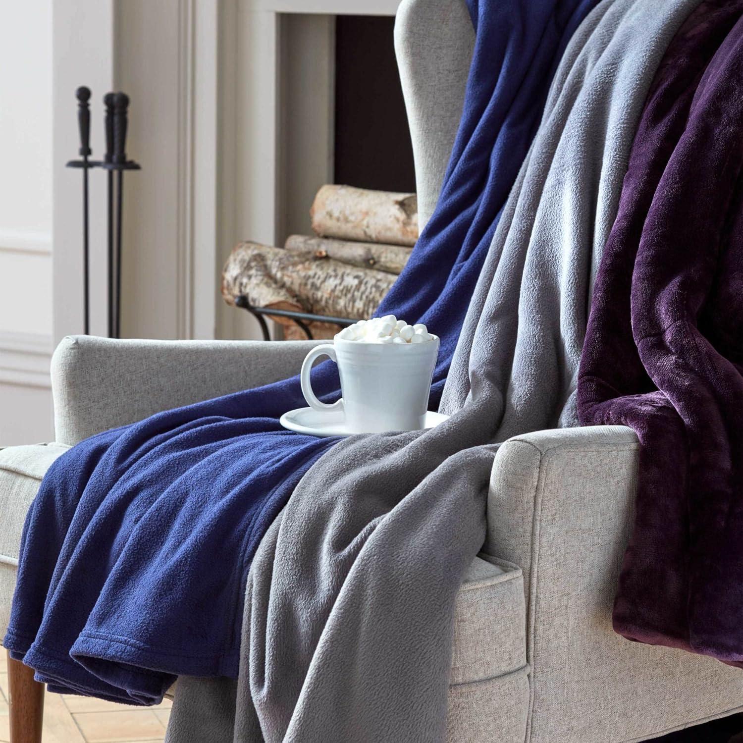 Vellux King Plush Lux Warm Blankets - All Season Blankets - Lightweight Quilted Blanket King Size - Ultra Soft Luxury Hotel Blanket - Box Stitched Blanket (King, Purple)