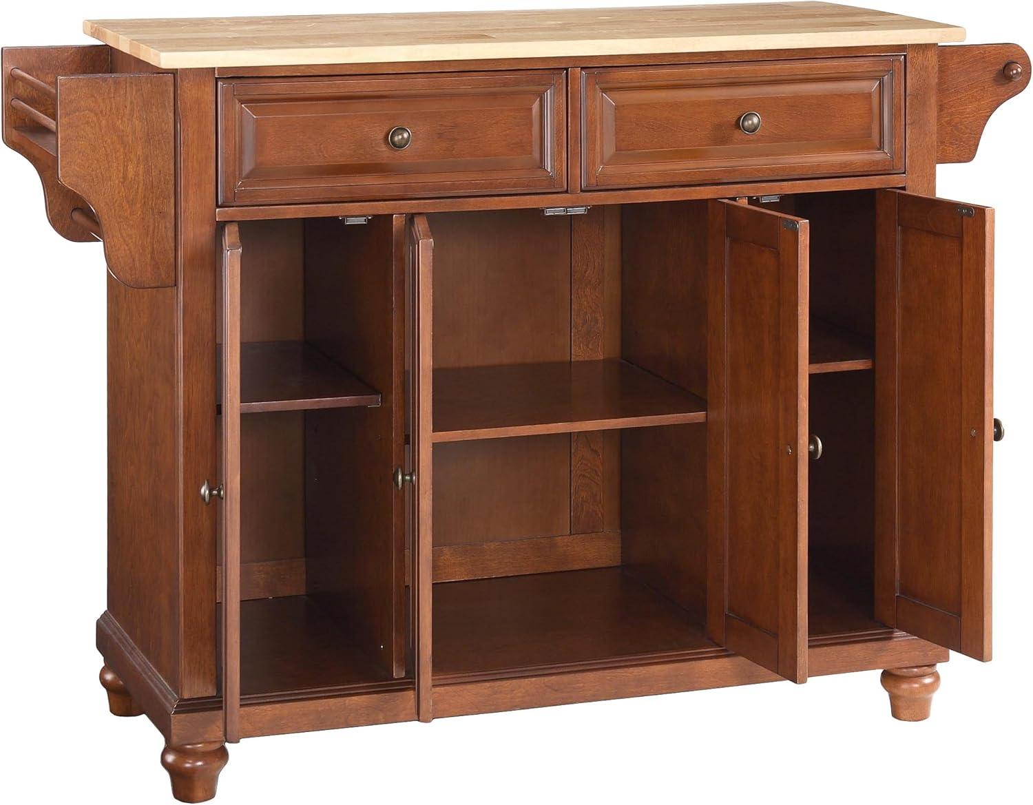 Crosley Furniture Cambridge Natural Wood Top Kitchen Island in Cherry