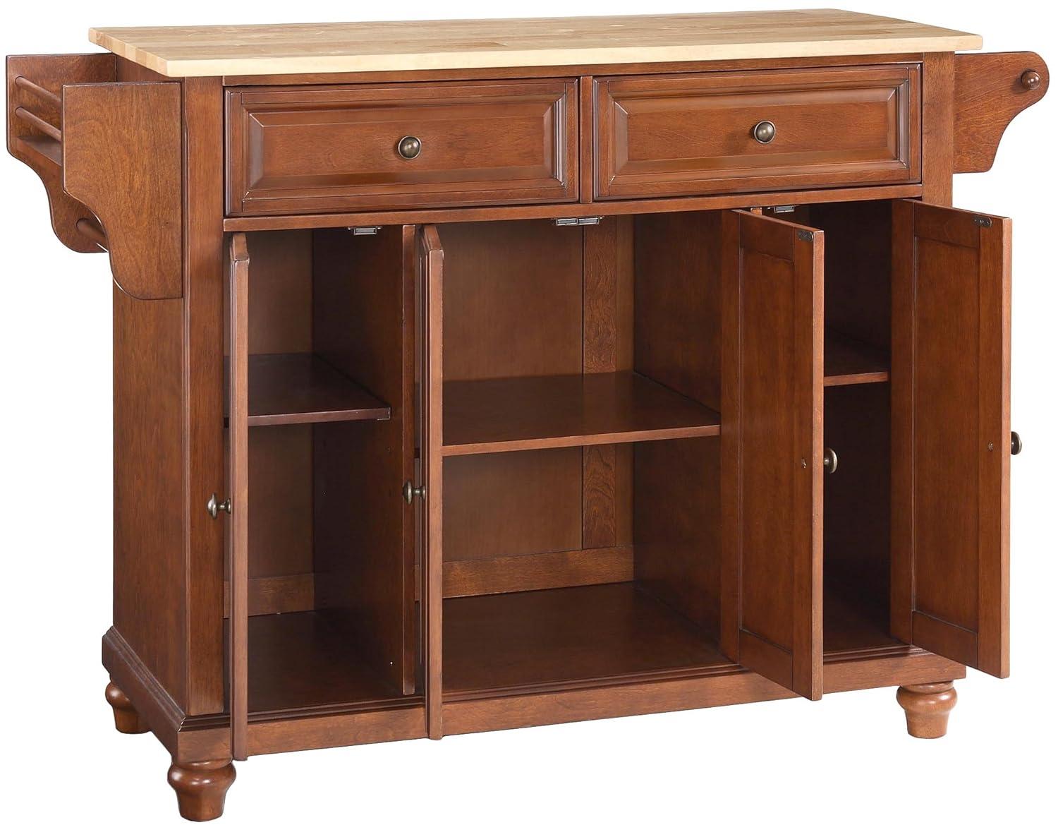 Crosley Furniture Cambridge Natural Wood Top Kitchen Island in Cherry