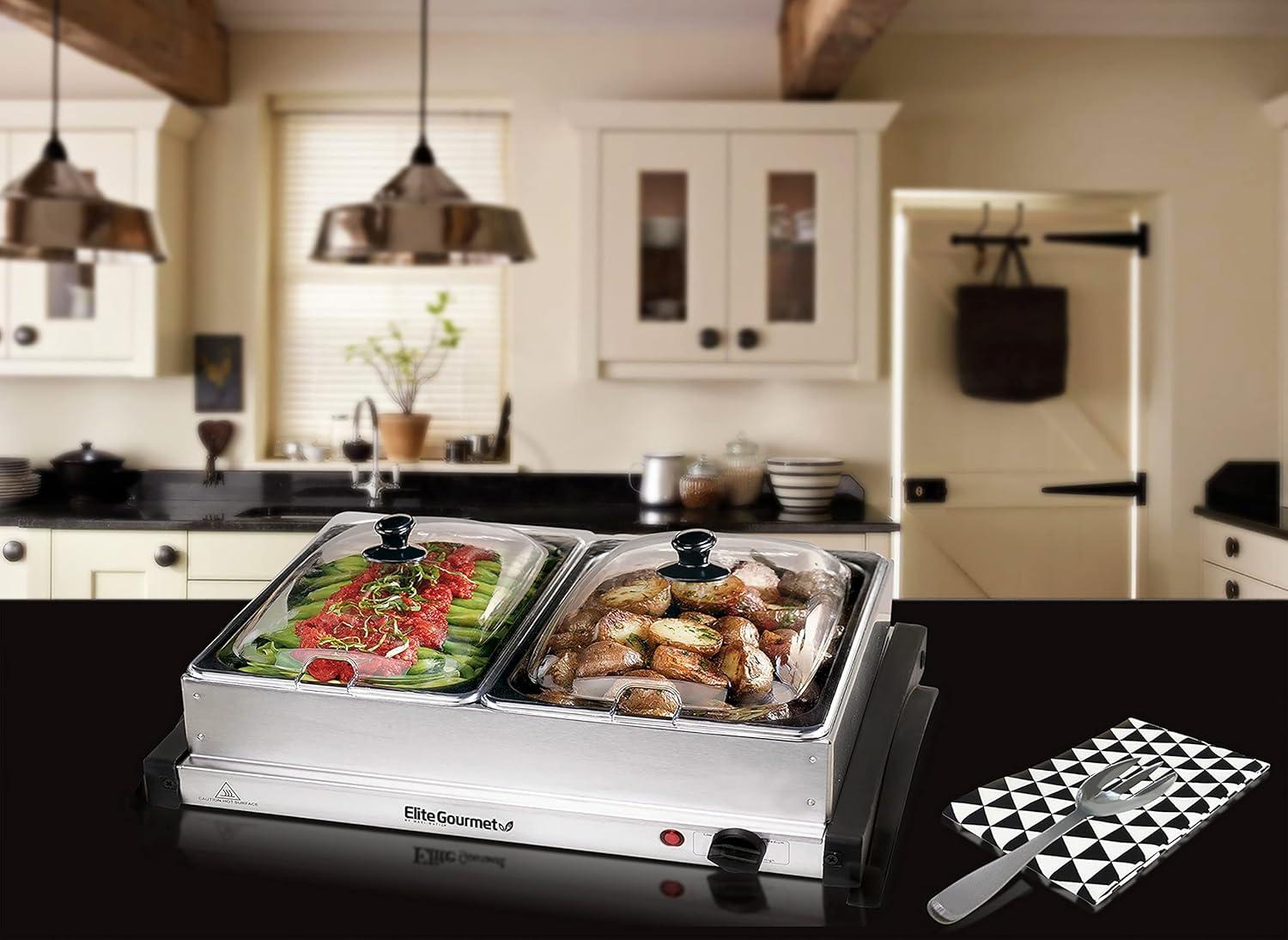 Elite Gourmet 2 x 2.5 Qt. Stainless Steel Electric Buffet Server EWM-6122