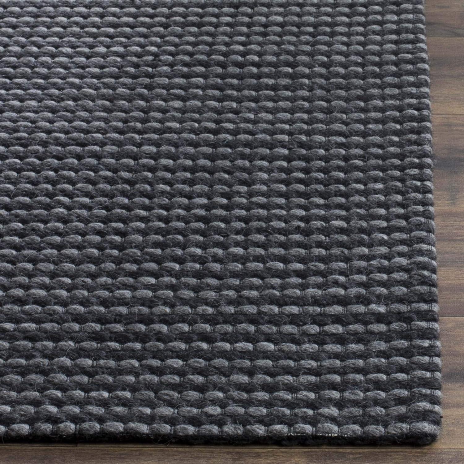 Hand-tufted Artisanal Grey and Black Wool Blend 4' Square Rug