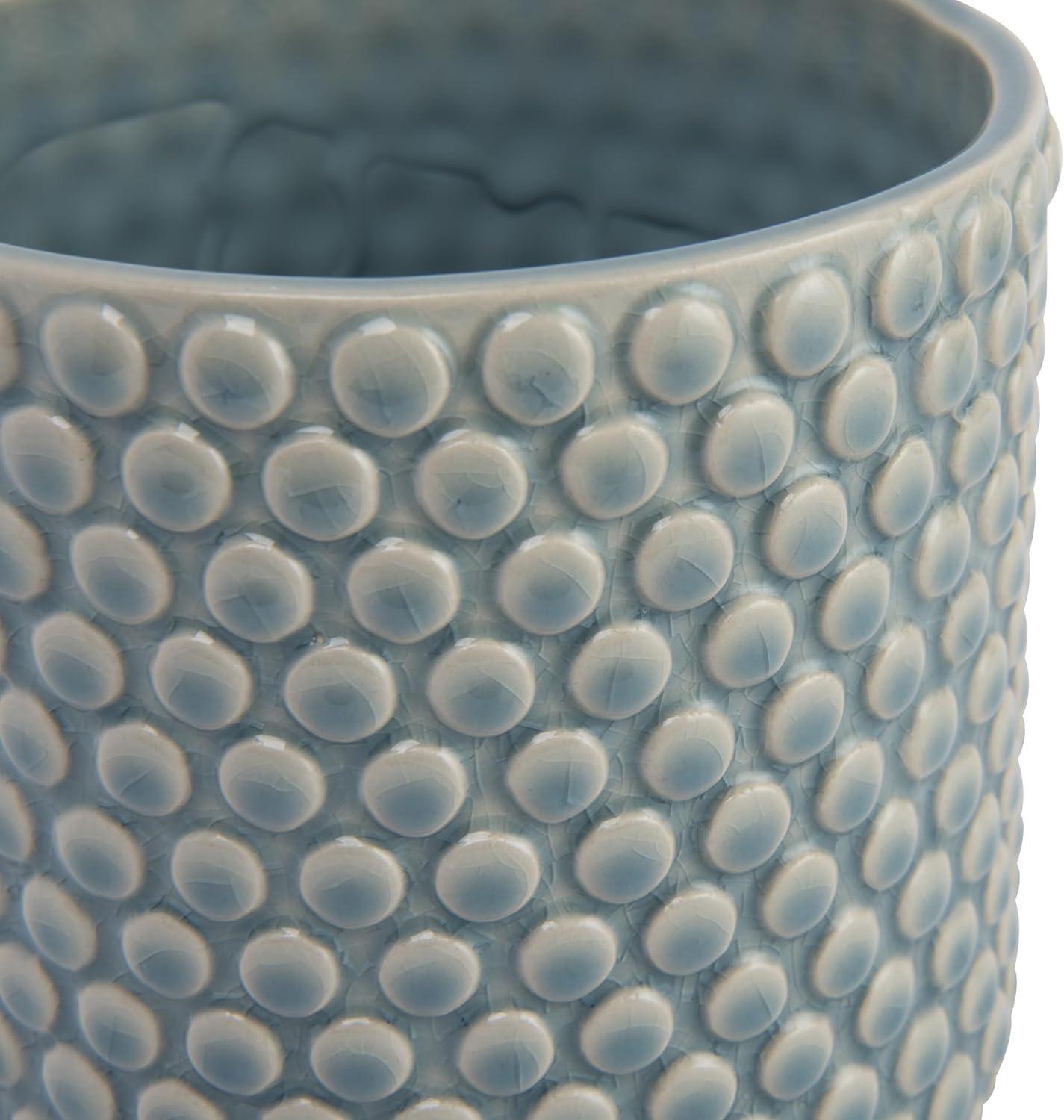 Bloomingville Round Stoneware Planter Pot with Polka Dots, Sky Blue