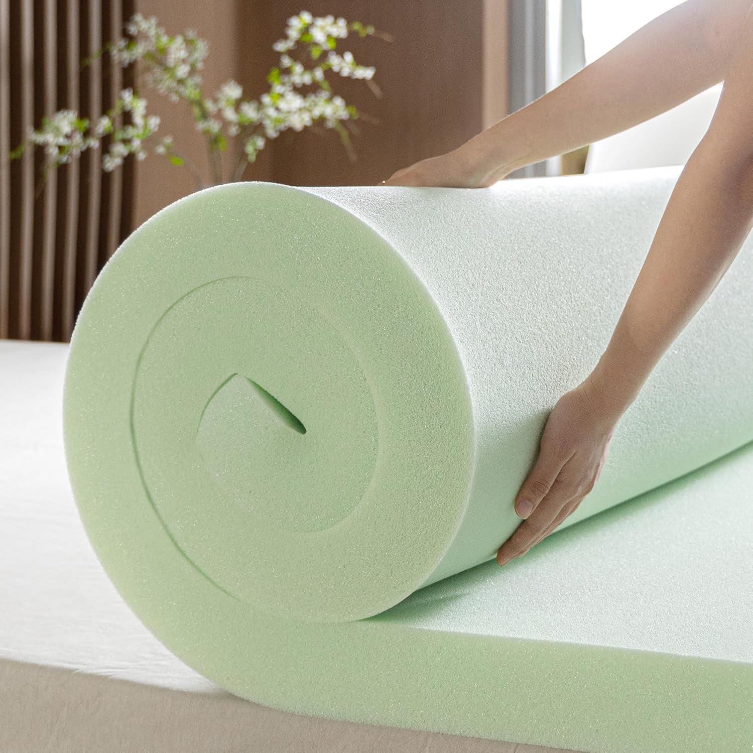 Spa Sensations by Zinus 4" Green Tea TorsoTec® Memory Foam Mattress Topper, Queen