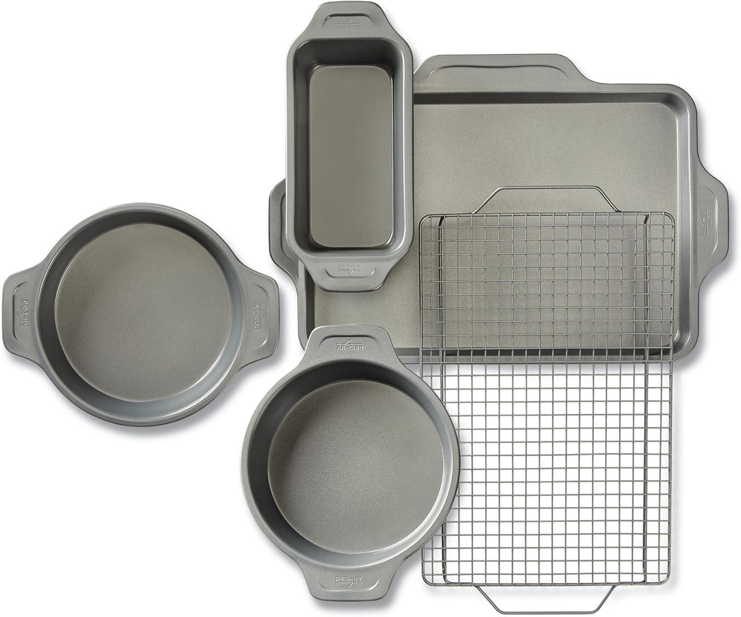 Gray Aluminized Steel Nonstick 5-Piece Bakeware Set