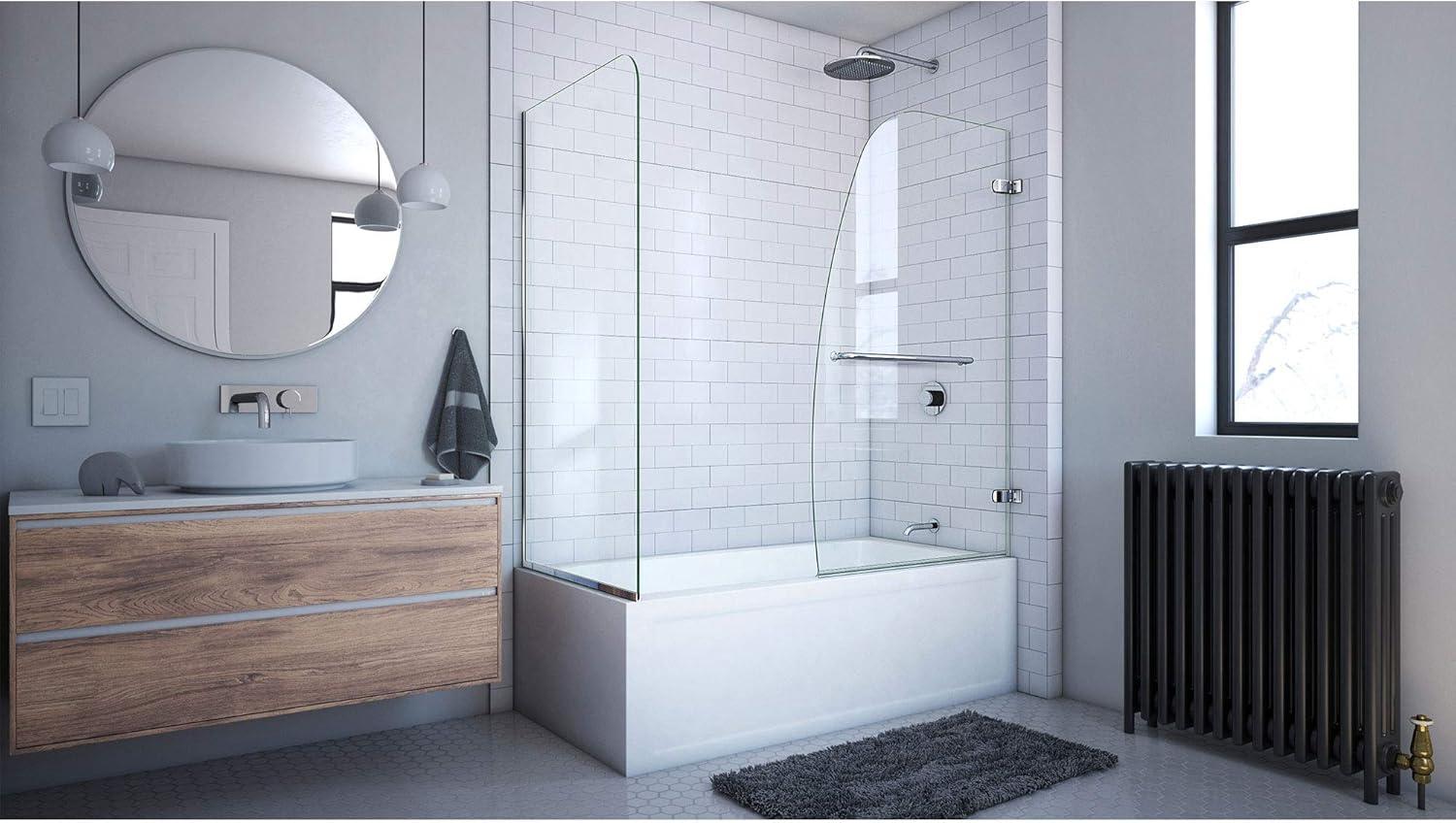 Aqua Uno 56" W x 58" H Hinged Semi-Frameless Tub Door
