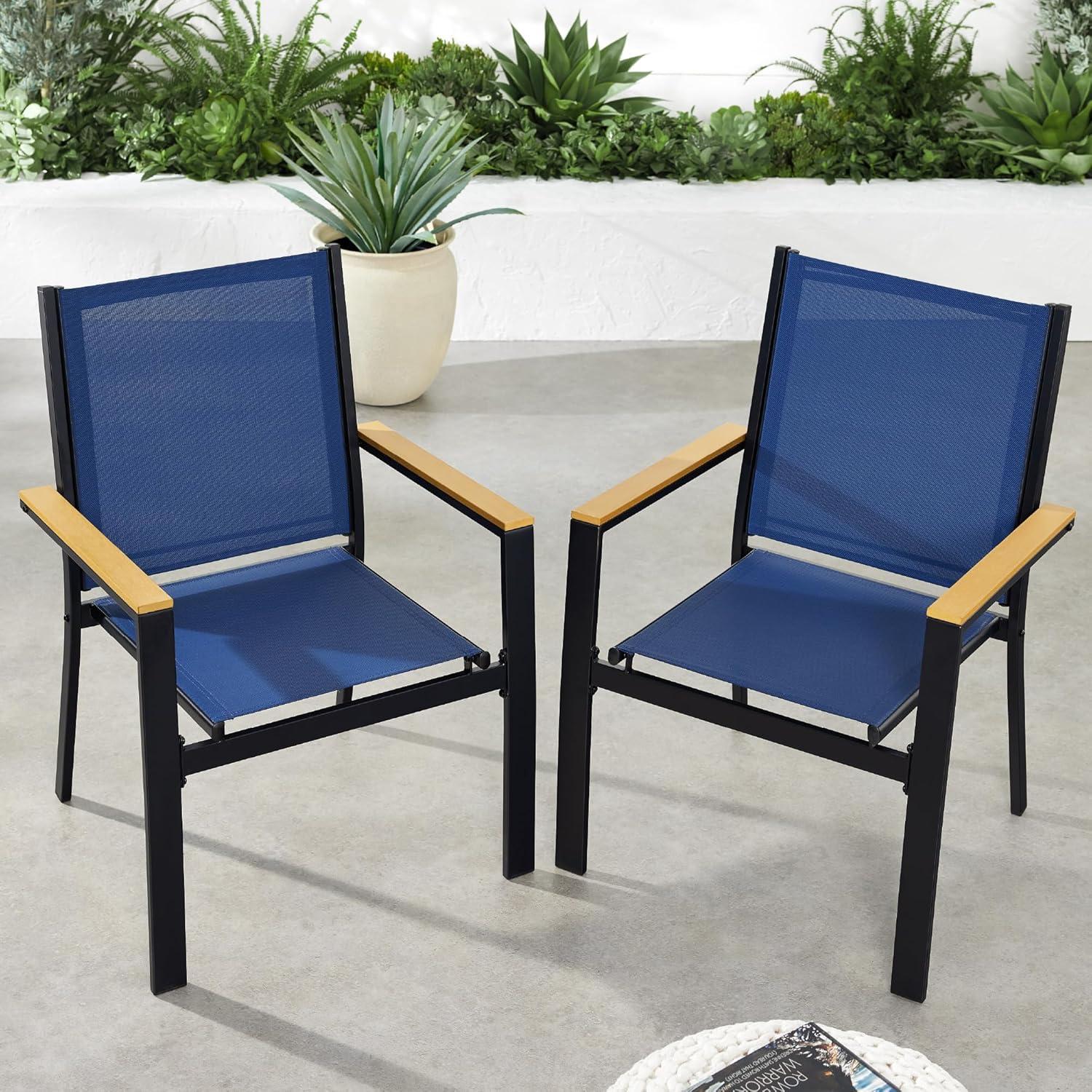 Best Choice Products Set of 2 Textilene Chairs, Conversation Dining Accent Furniture w/ Armrests