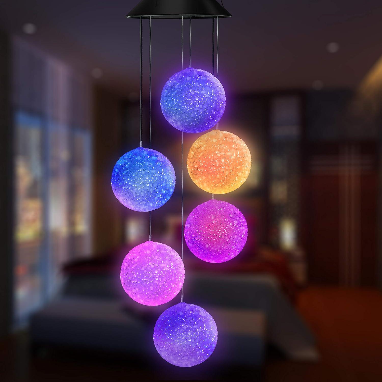 Color Changing Solar Powered Crystal Ball Wind Chime