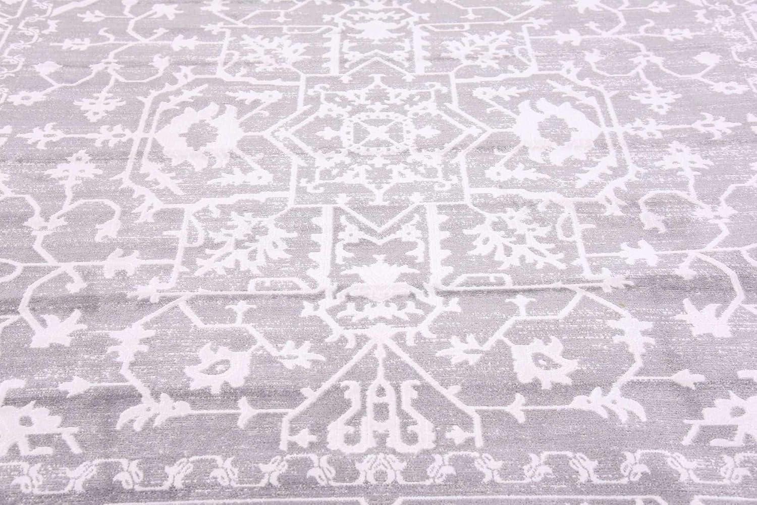 Unique Loom New Classical Collection Area Rug - Olympia (8'  Square Light Gray/Ivory)