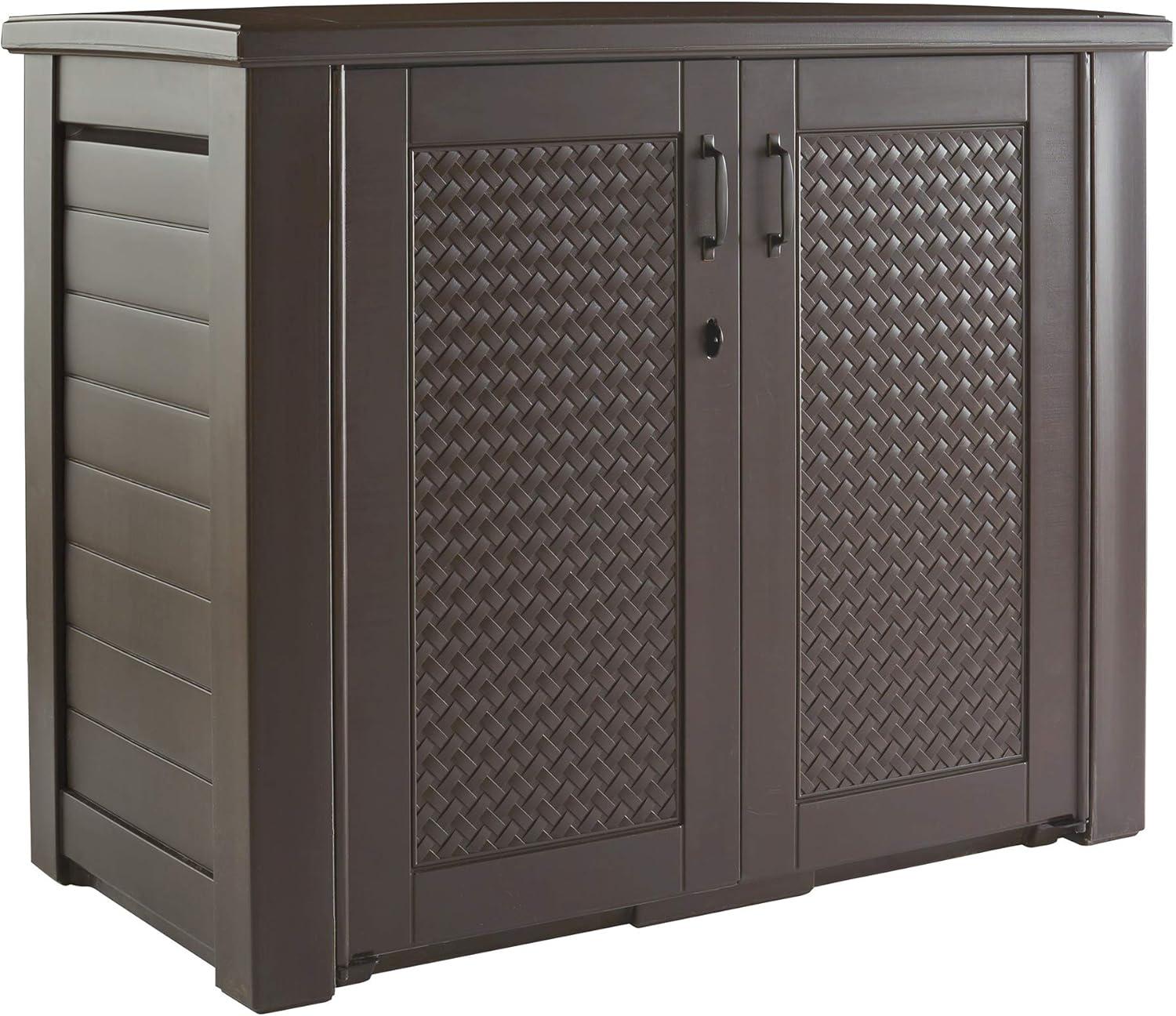 Chic Basket-Weave 46'' Dark Teak Outdoor Storage Locker