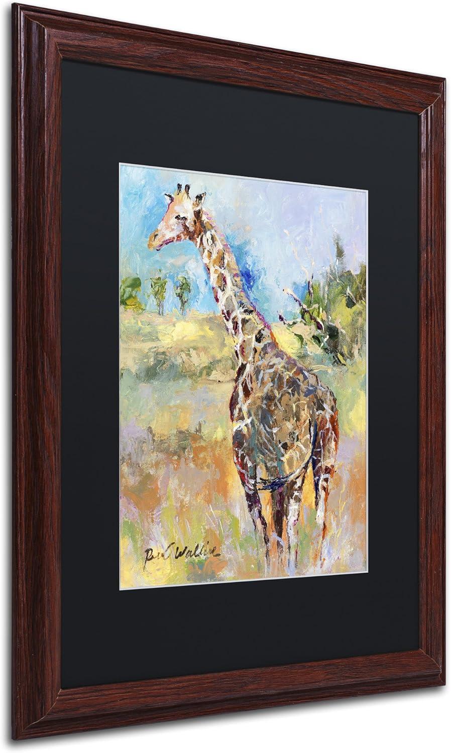 Giraffe Impressionist Painting in Black Wood Frame 16x20