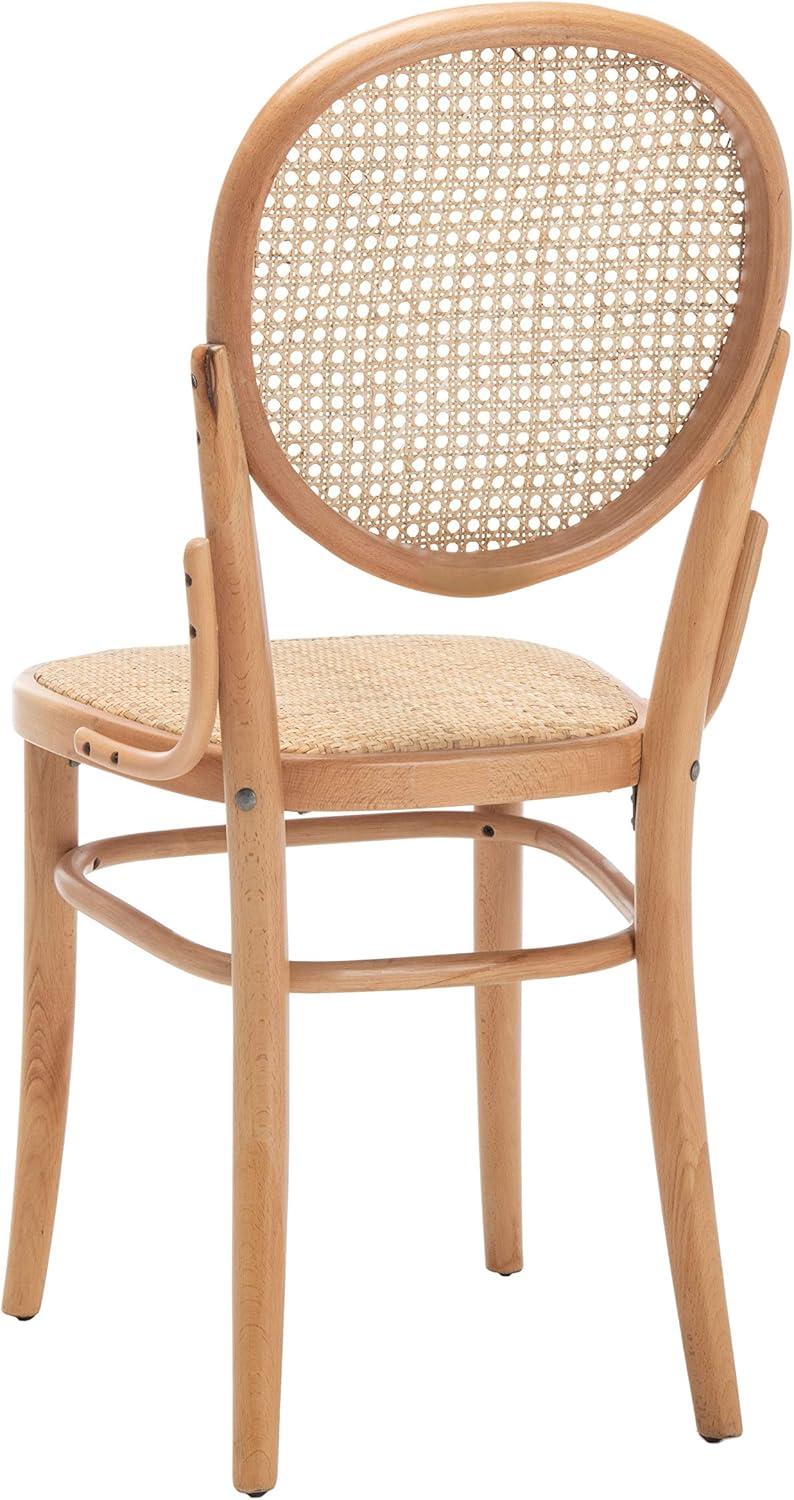 Elegant Transitional Natural Cane and Wood Side Chair