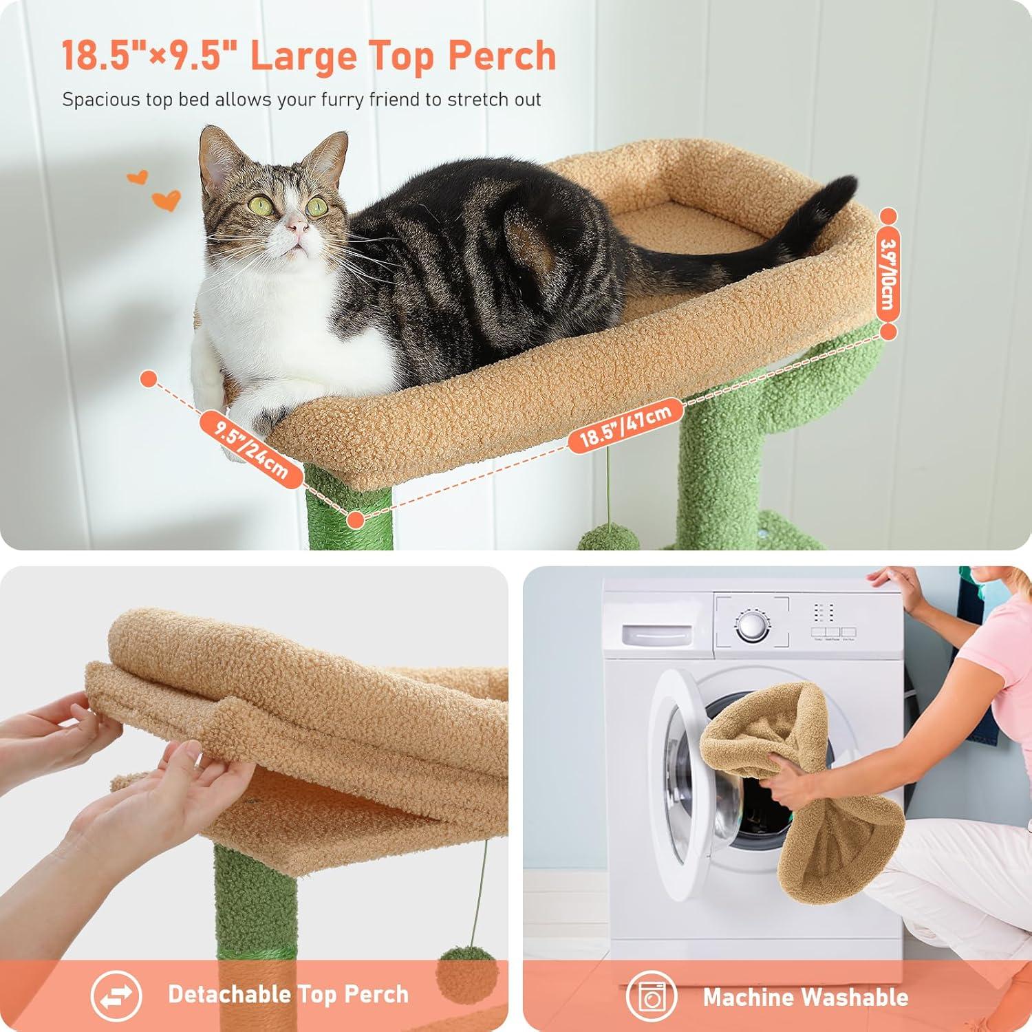 71" Indoor Tall Large Cat Tree Multi-Level Cat House With 2 Big Condo Pad Bed, Cozy Hammock And Scratching Posts