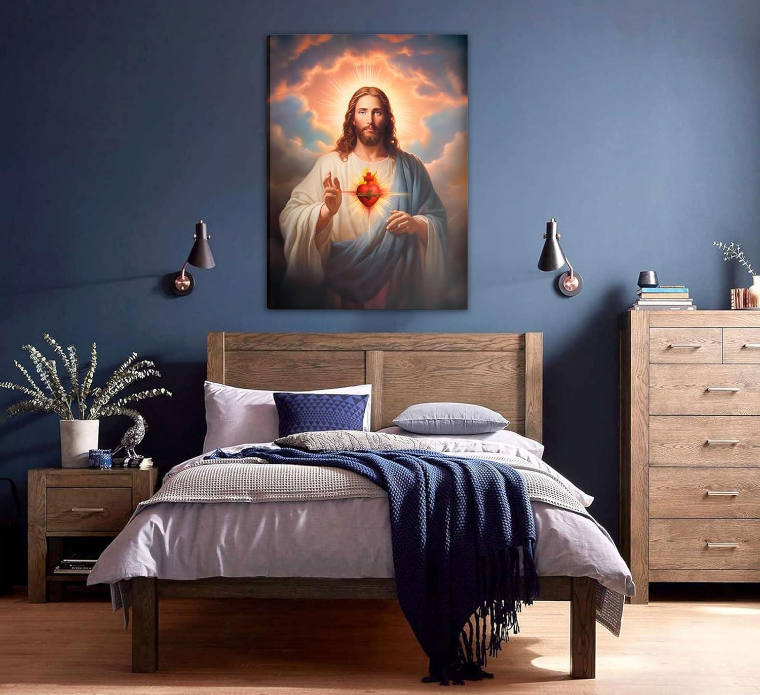 Sacred Heart of Jesus Religious Canvas Wall Art