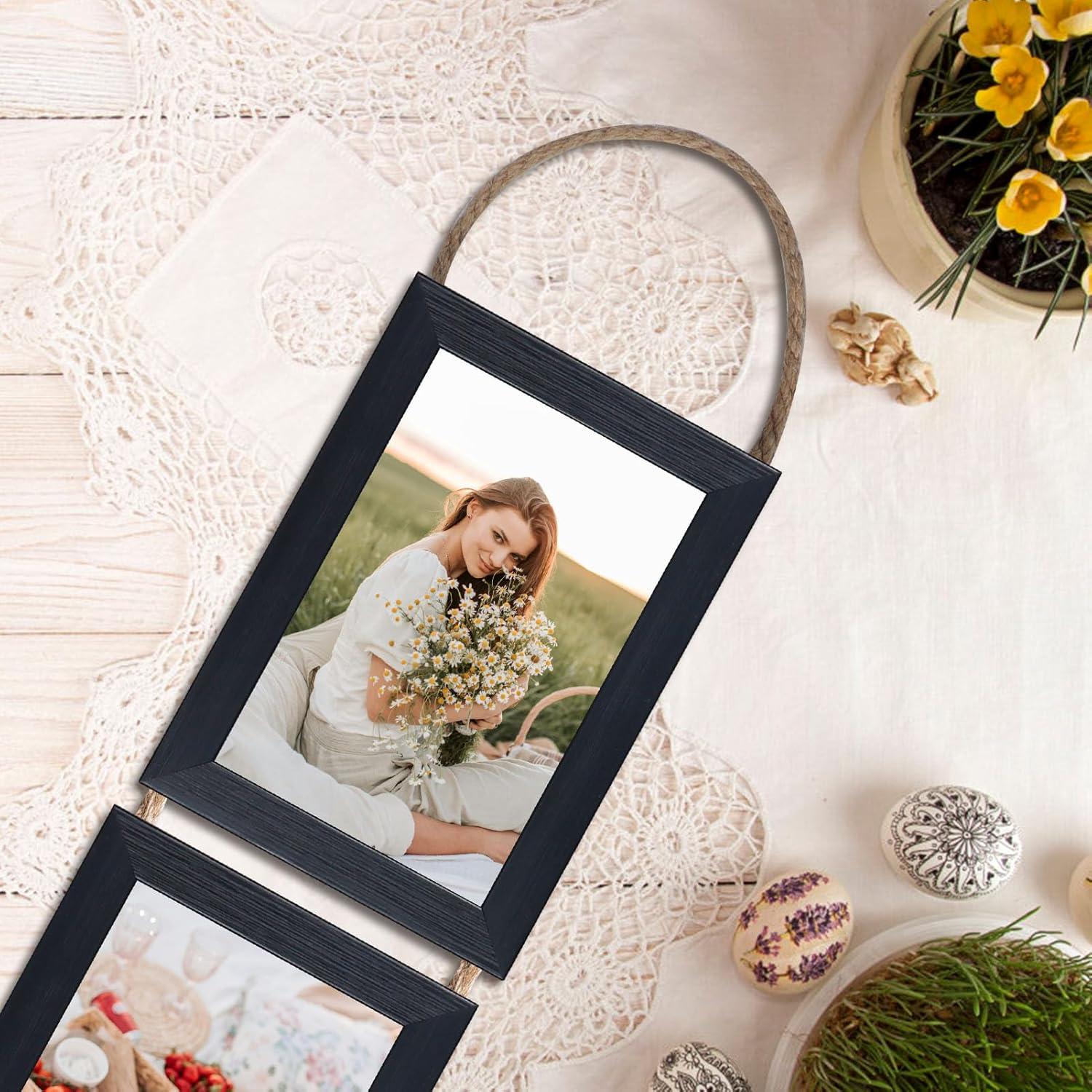 4x6 Collage Picture Frames Set of 2, Black Hanging Photo Frame for Wall