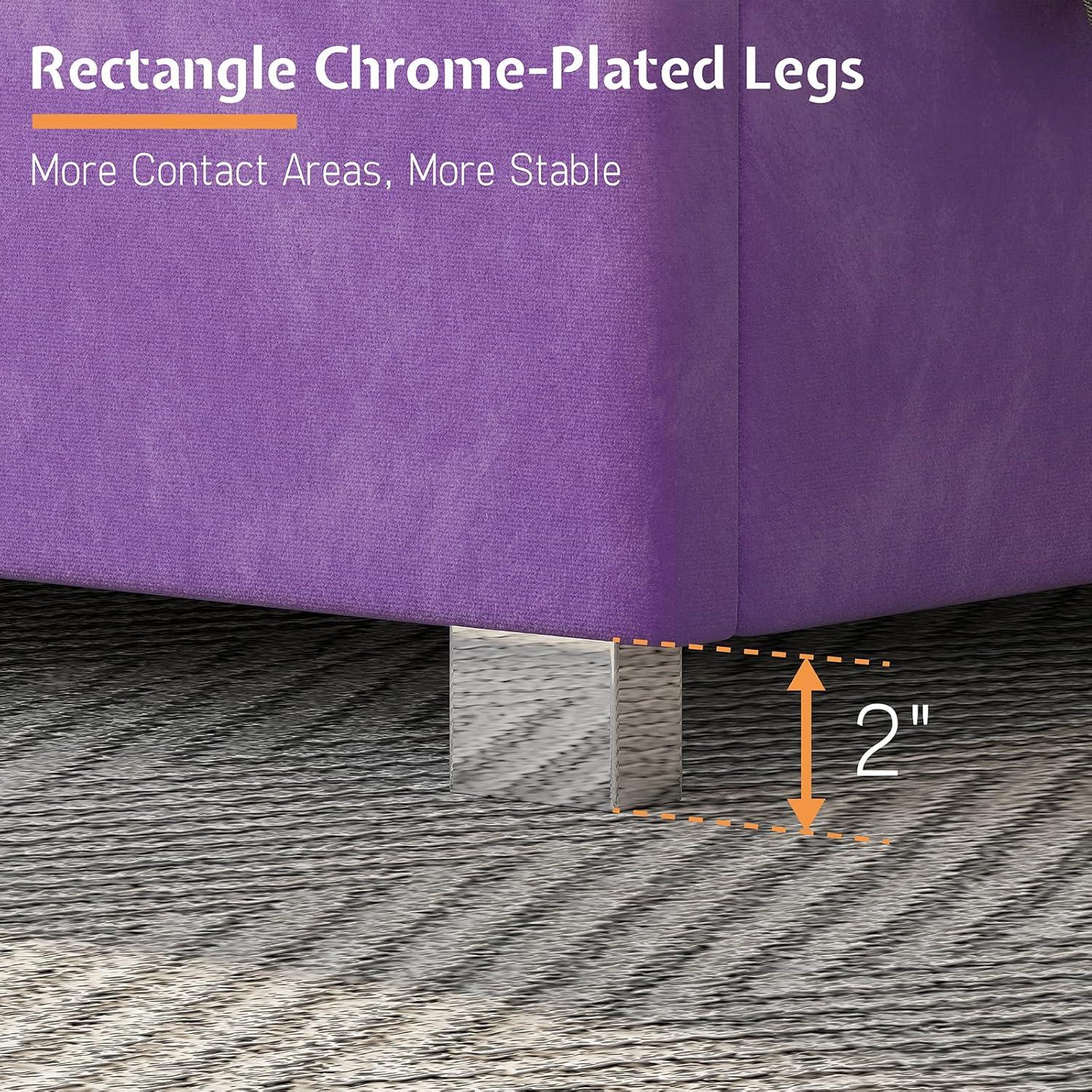 Merluxy King Size Bed Frame with 58" Tall Headboard, Velvet Upholstered Platform Bed with Channel Tufted Wingback Headboard and Plating Trim, Cream