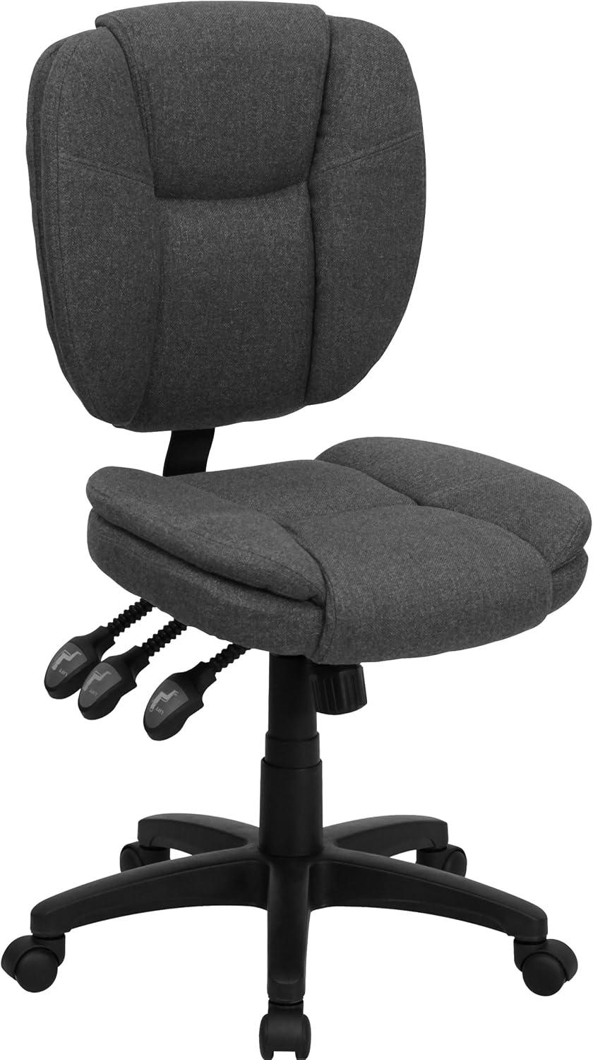 ErgoComfort Gray Fabric Mid-Back Swivel Task Chair with Pillow Top