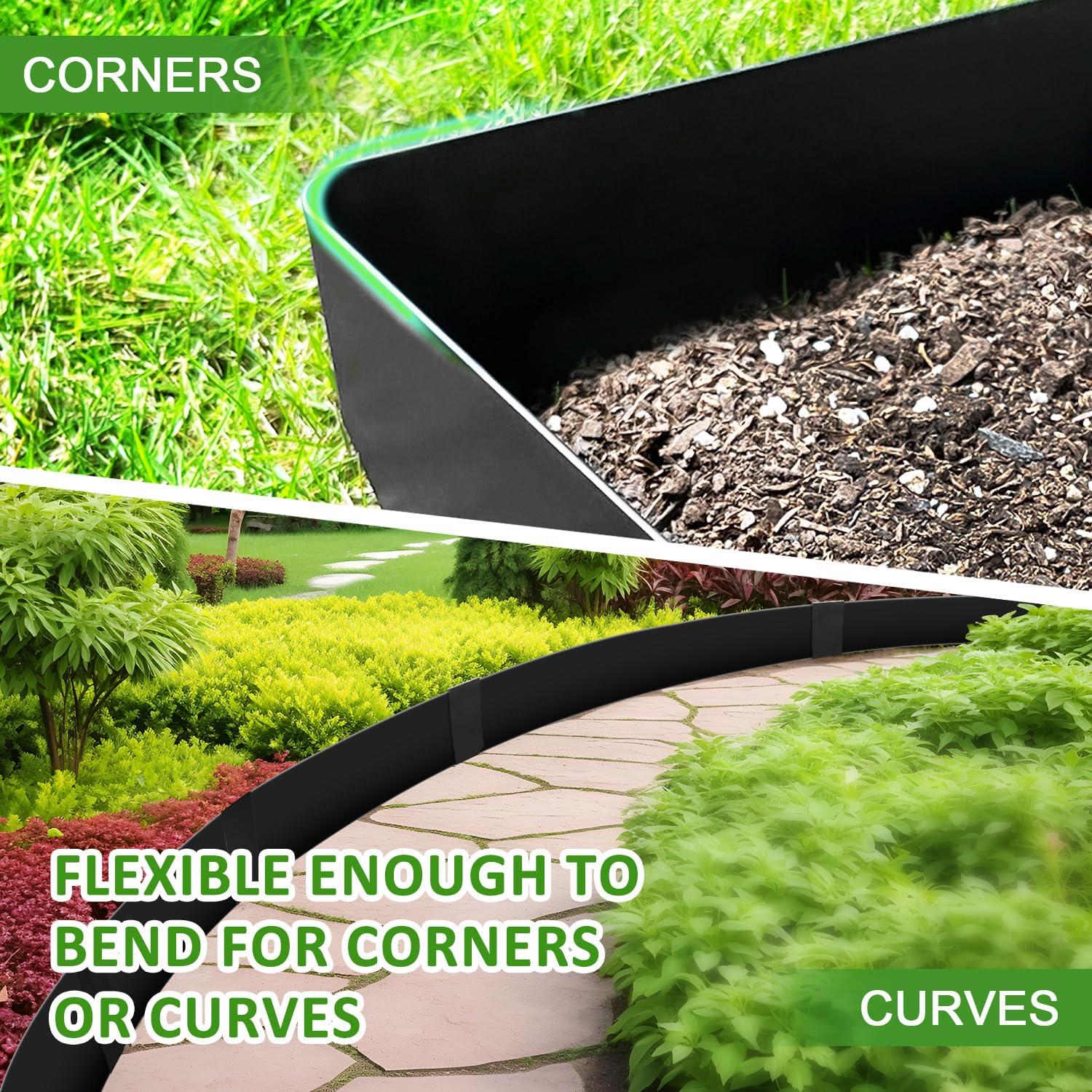 Hugeleaf Metal Landscape Edging, 40” L x 6.5” H Metal Edging for Landscaping with 7Pcs Stakes, Metal Garden Edging Pack of 6 (20 Feet Total Length)